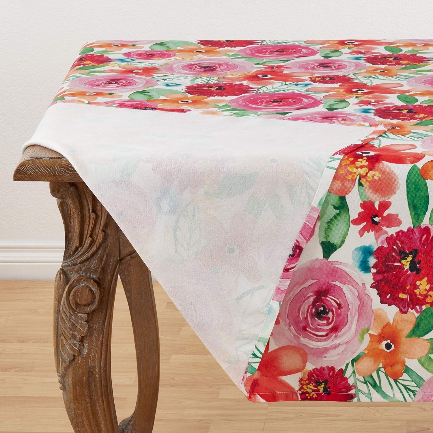 Saro Lifestyle Large Floral Print Tablecloth, Multi, 65" x 90"