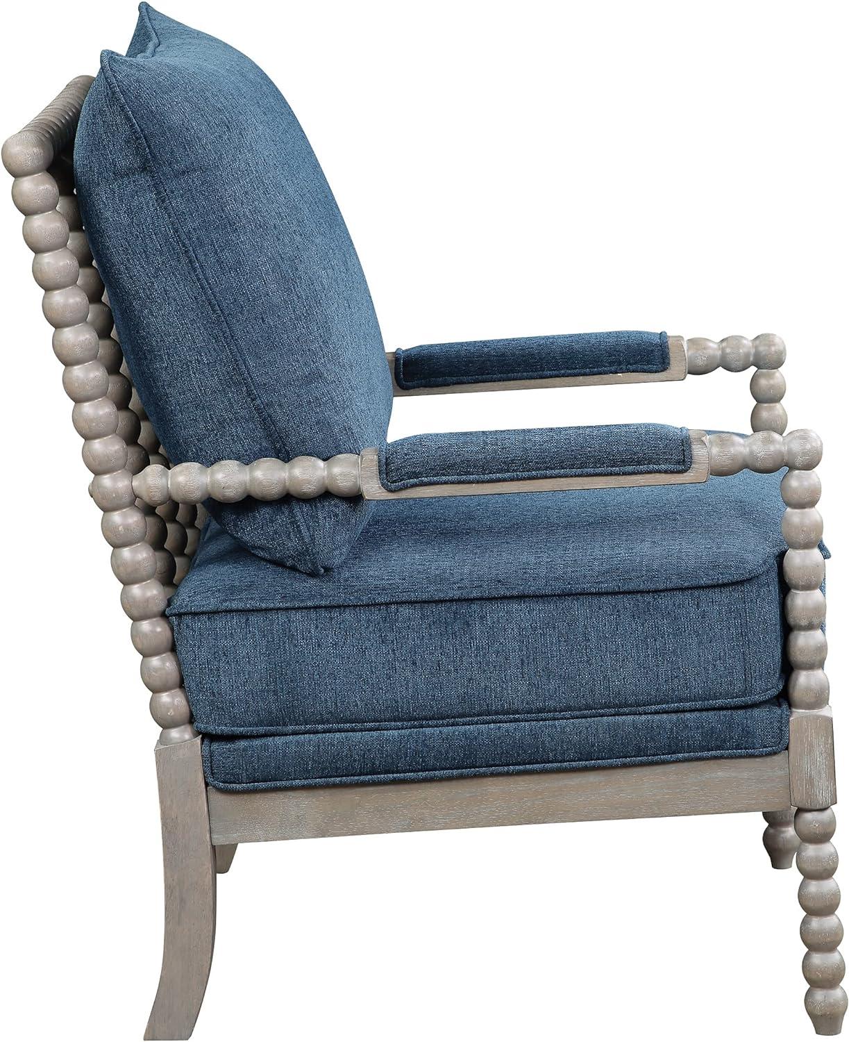 Brushed Gray Farmhouse Accent Chair with Padded Armrests