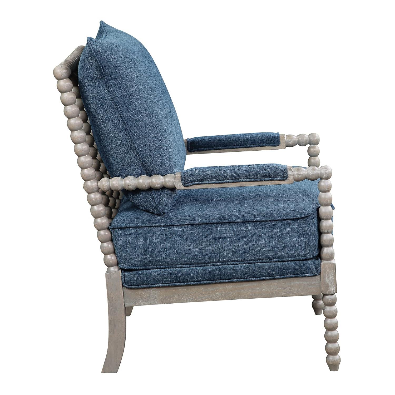 OSP Home Furnishings Abbott Chair in Azure Fabric with Brushed Grey Base K/D