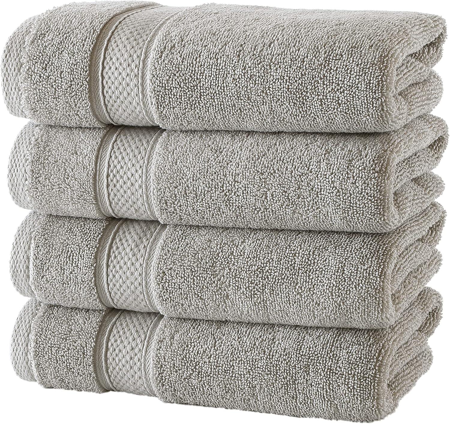 American Soft Linen 4 Pack Hand Towel Set, 100% Cotton, 16 inch by 28 inch, Hand Face Towels for Bathroom, Bright White