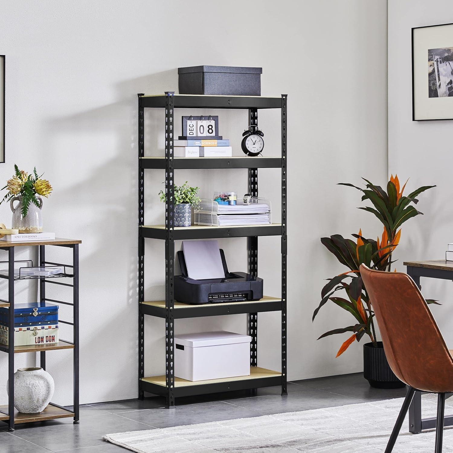 Black Heavy Duty 5-Tier Adjustable Metal Storage Shelving Unit