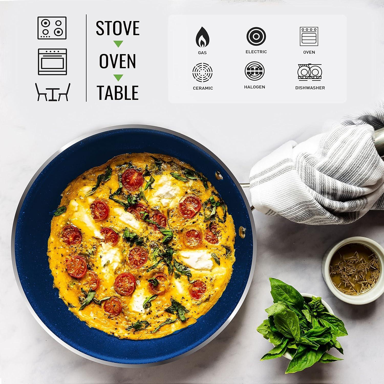 Blue Nonstick Aluminum Kitchen Spoon Set with Stainless Steel Handles