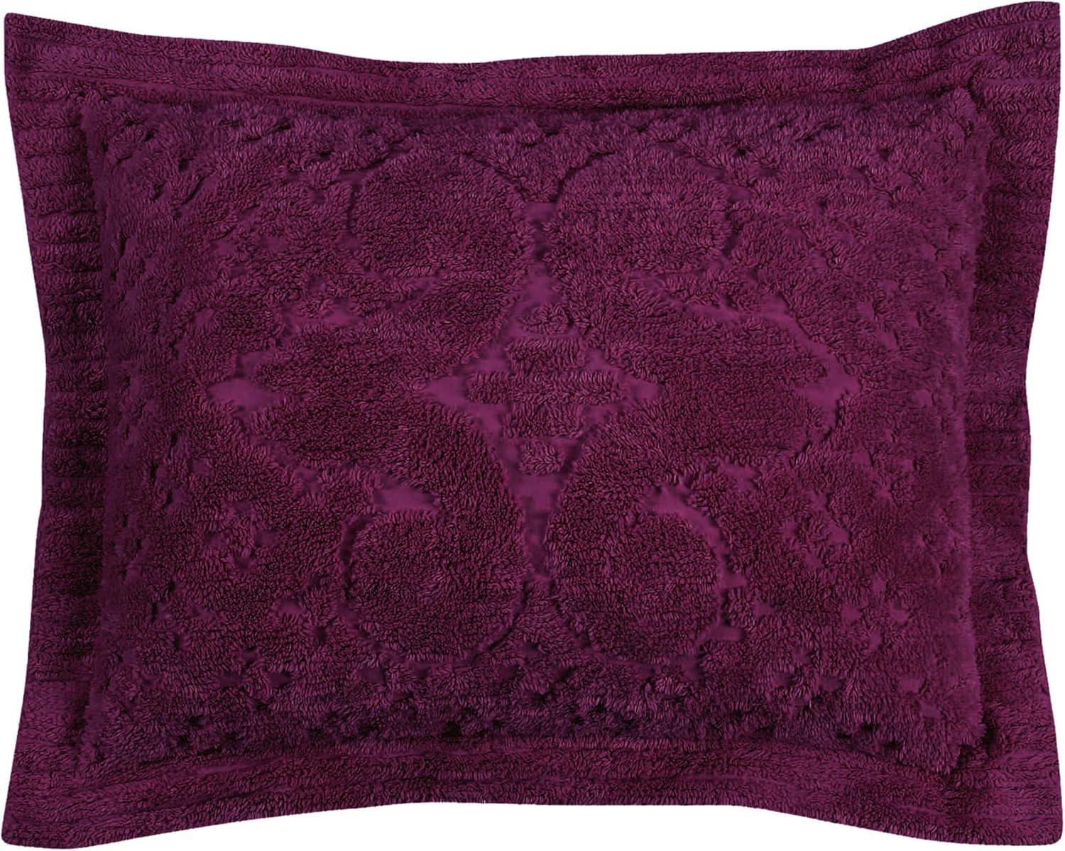 Better Trends Ashton – Super Soft & Lightweight 100% Cotton Tufted Medallion Design, Luxurious Standard Sham, 21” x 27”, Plum