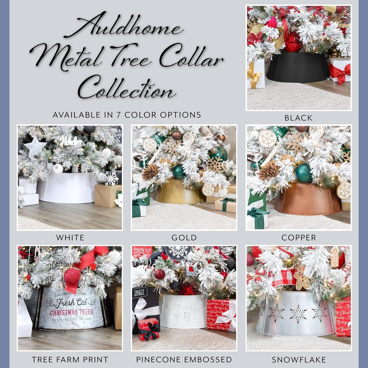 AuldHome Design 29" Galvanized Metal Christmas Tree Collar; for Large Trees, 5-Panel Version