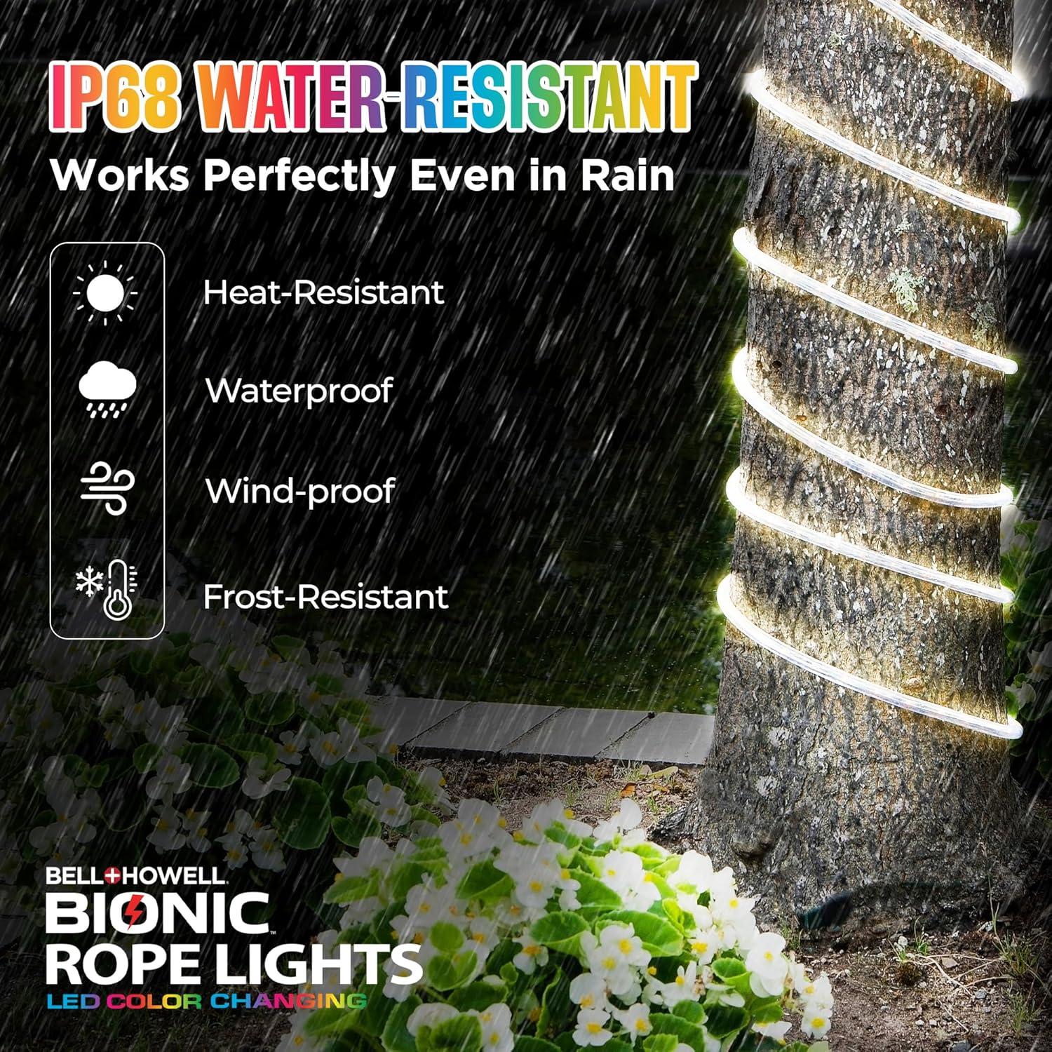 Bell + Howell Bionic 25 Ft Color Changing LED Rope Lights, USB and Solar Powered