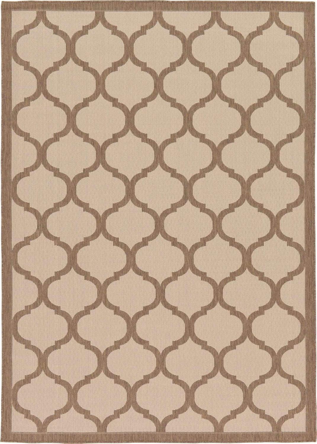 Unique Loom Outdoor Trellis Collection Area Rug - Moroccan (7' 1" x 10' Rectangle Beige and Brown/Beige)