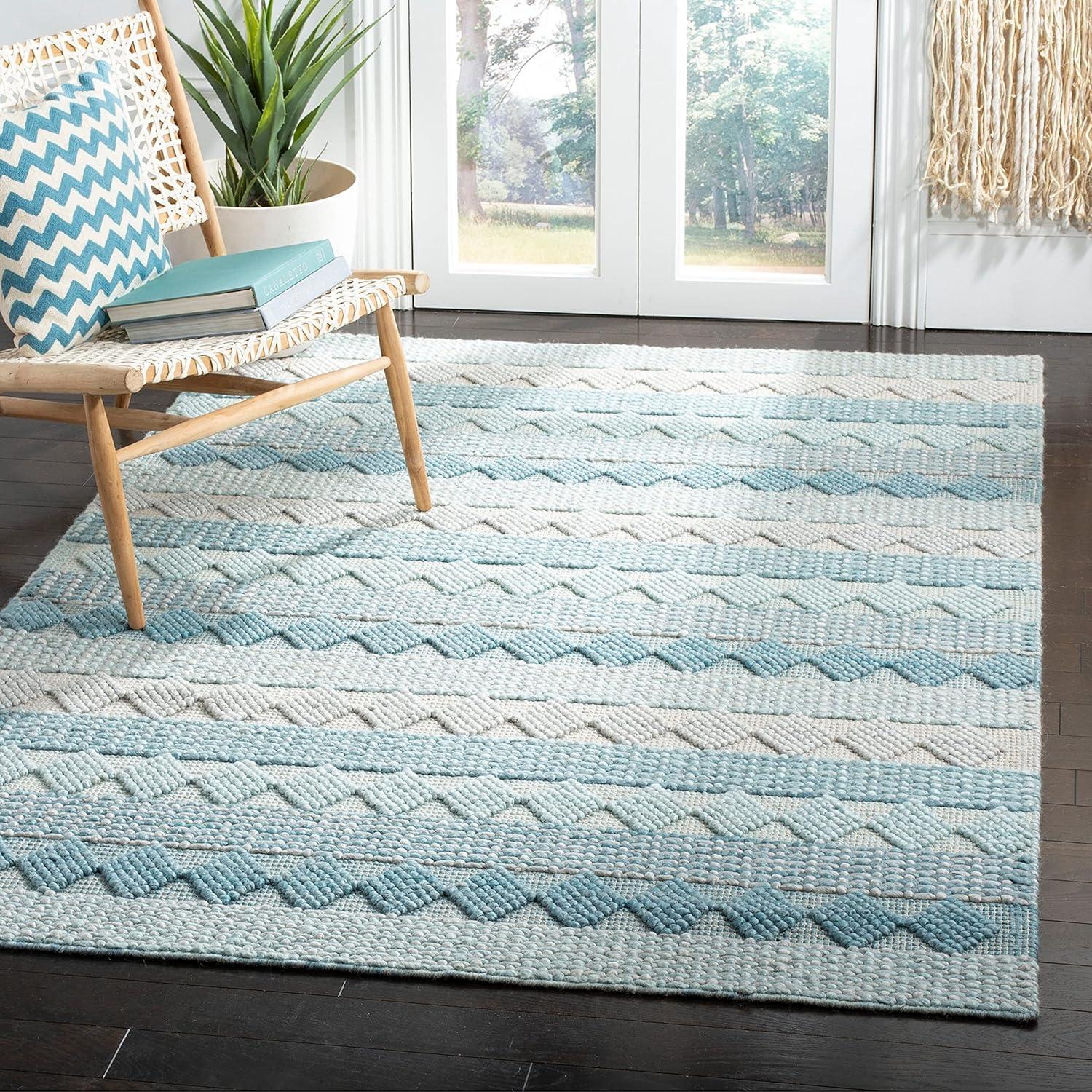 Ivory Artisan-Crafted Rectangular Braided Wool-Viscose Blend Rug 3' x 5'