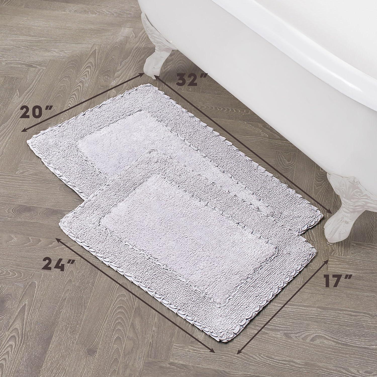 Lavender Cotton Ruffle Border Bath Rug Set, 20" x 32"