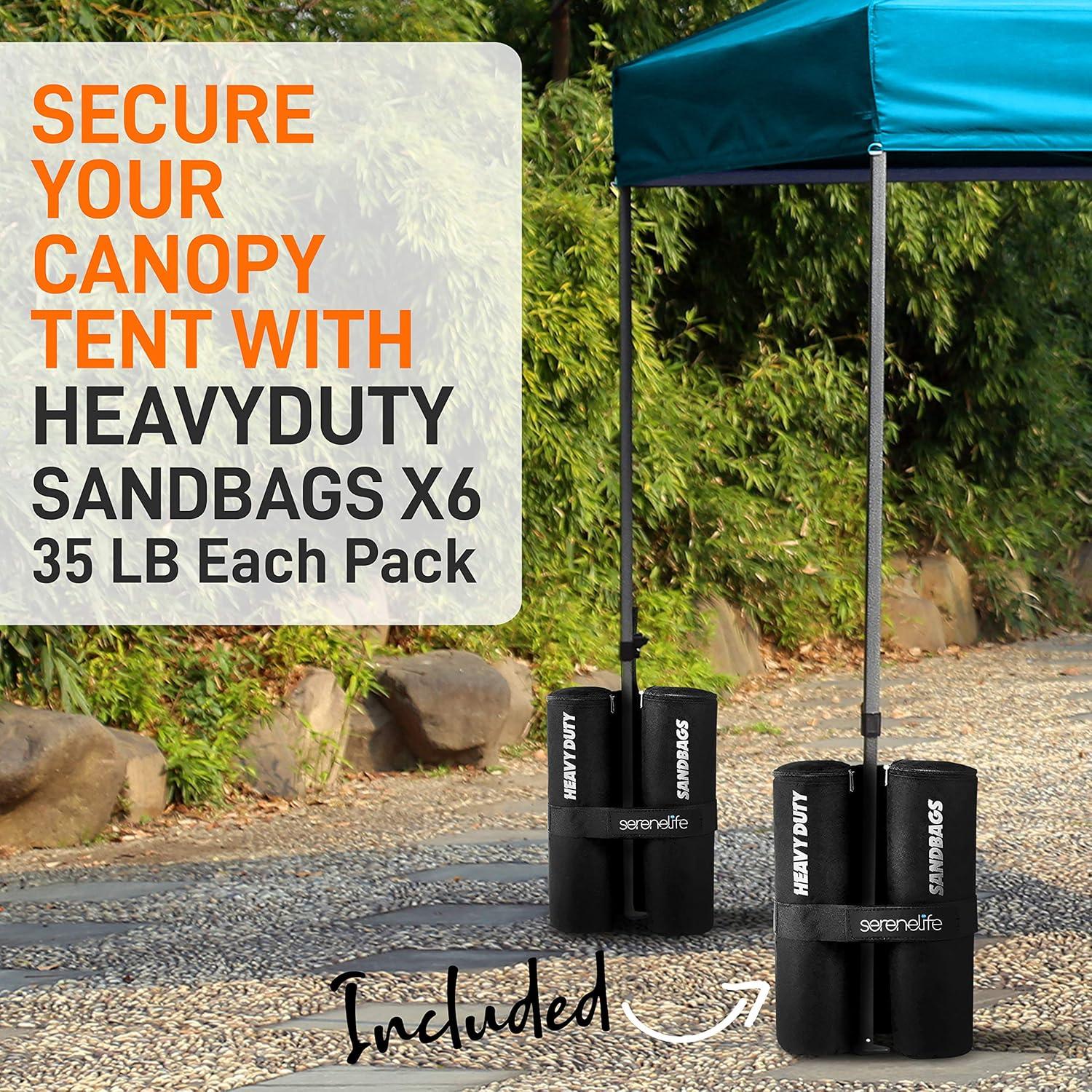 SereneLife Pop-Up Canopy Tent with Adjustable Height - Sky blue
