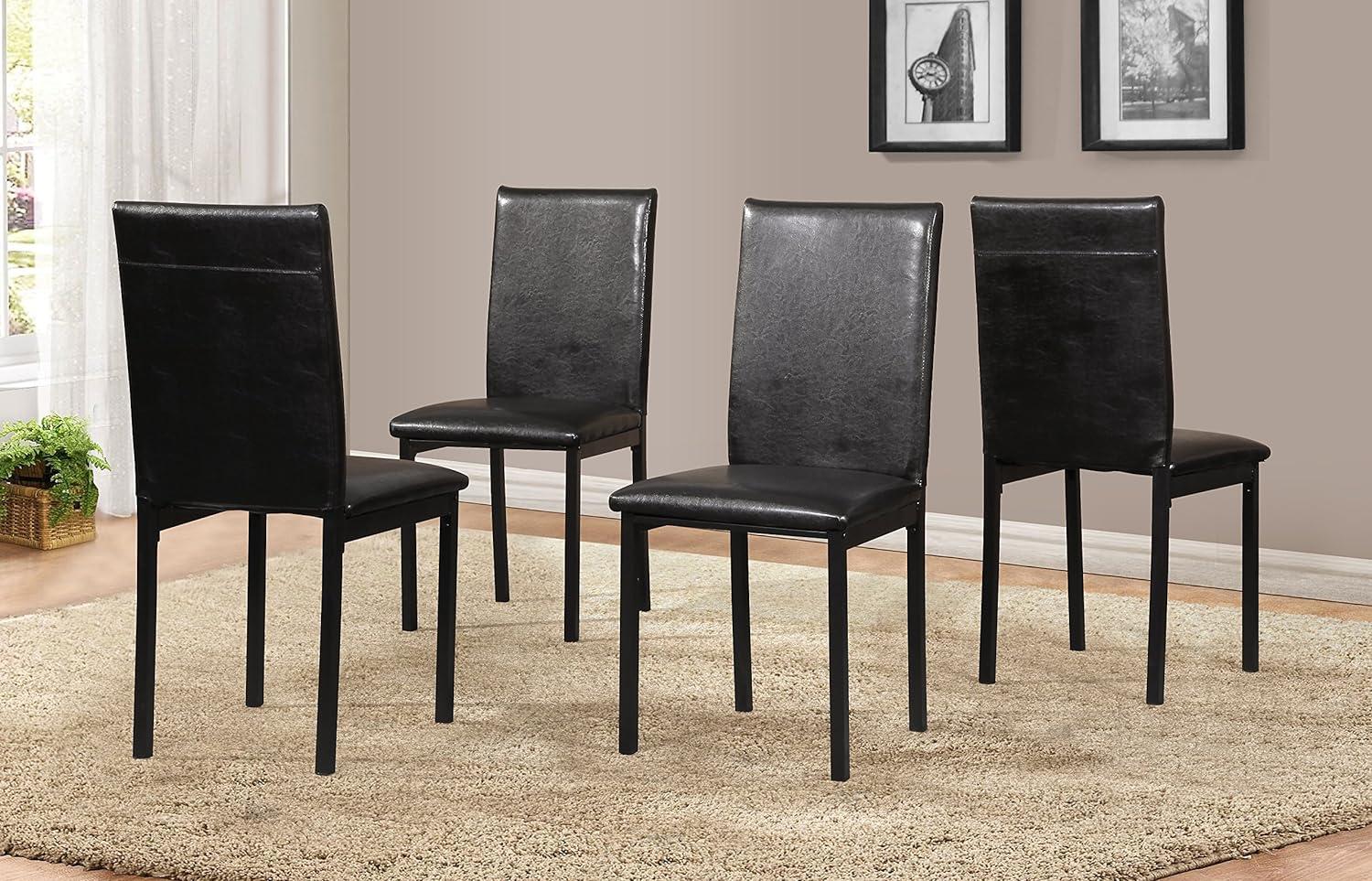 Roundhill Furniture Noyes Dining Chair, Set of 4, Black