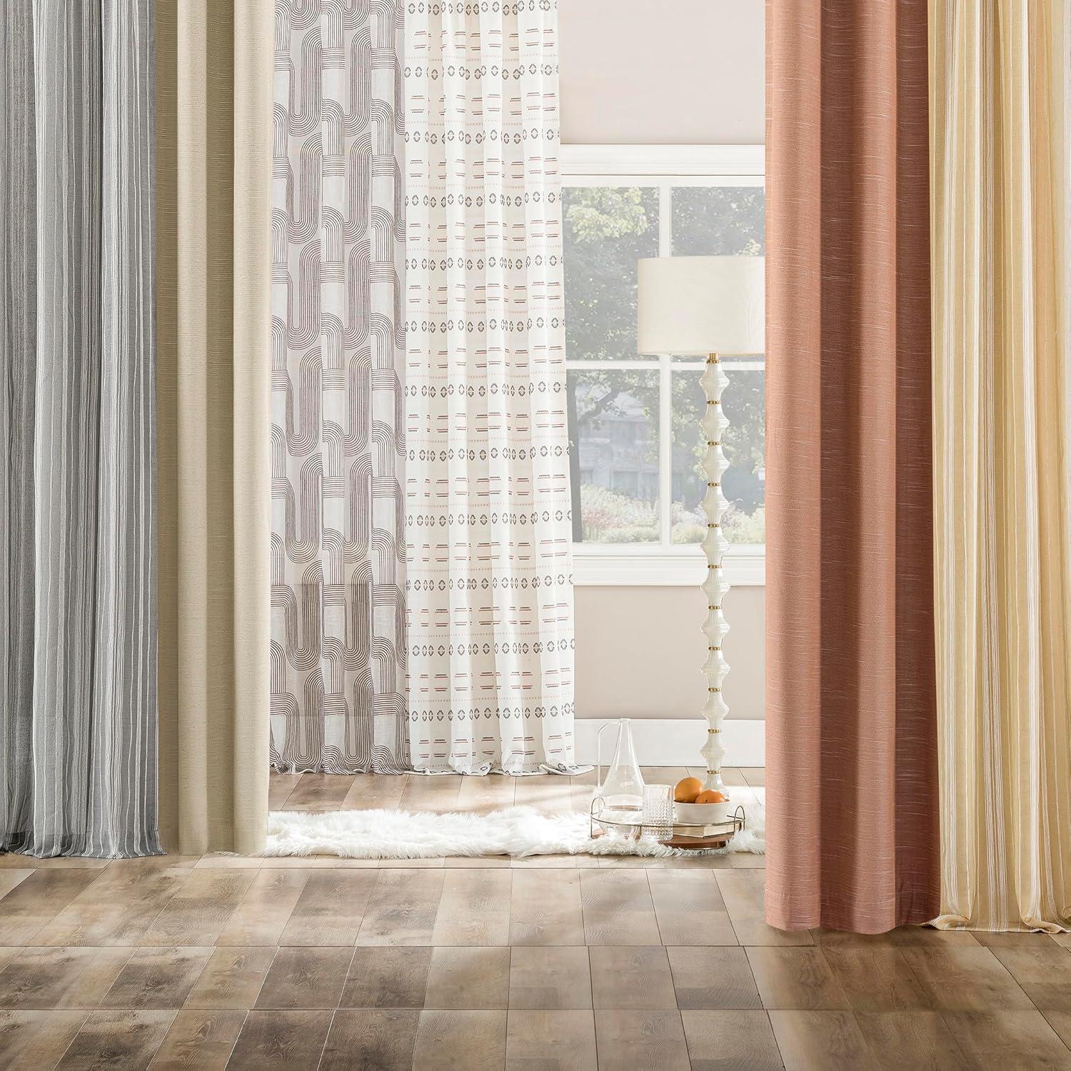 50"x84" Archaeo Total Blackout Textured Linen Blend Grommet Top Curtain Panel Stone: Modern Noise-Reducing Indoor Panel