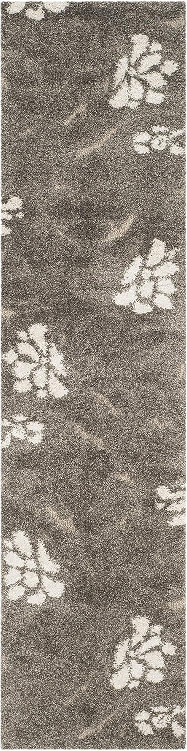 SAFAVIEH Florida Davin Floral Shag Runner Rug, Smoke/Beige, 2'3" x 10'