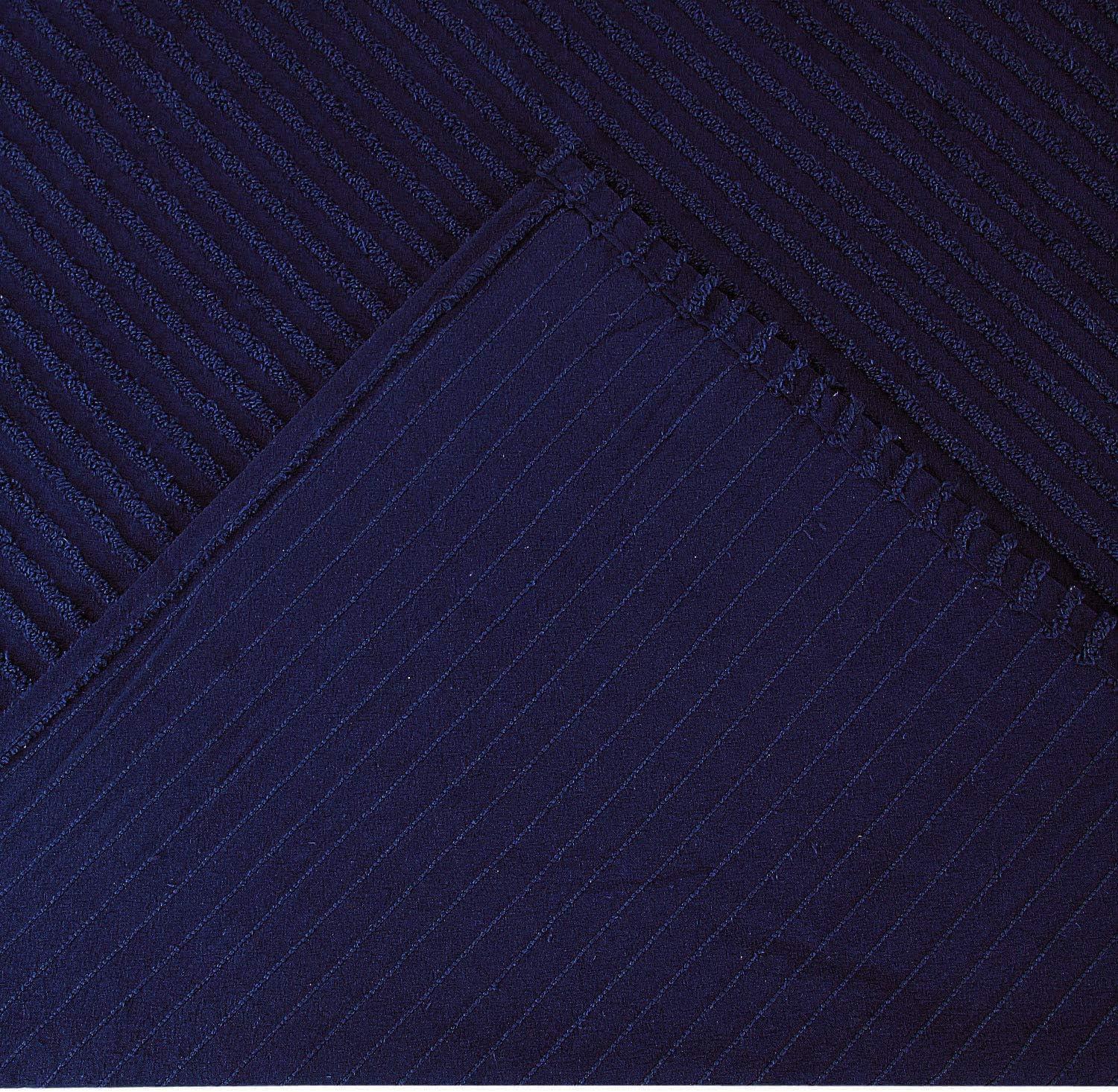 Jullian Navy Stripe Queen Chenille Tufted Bedspread