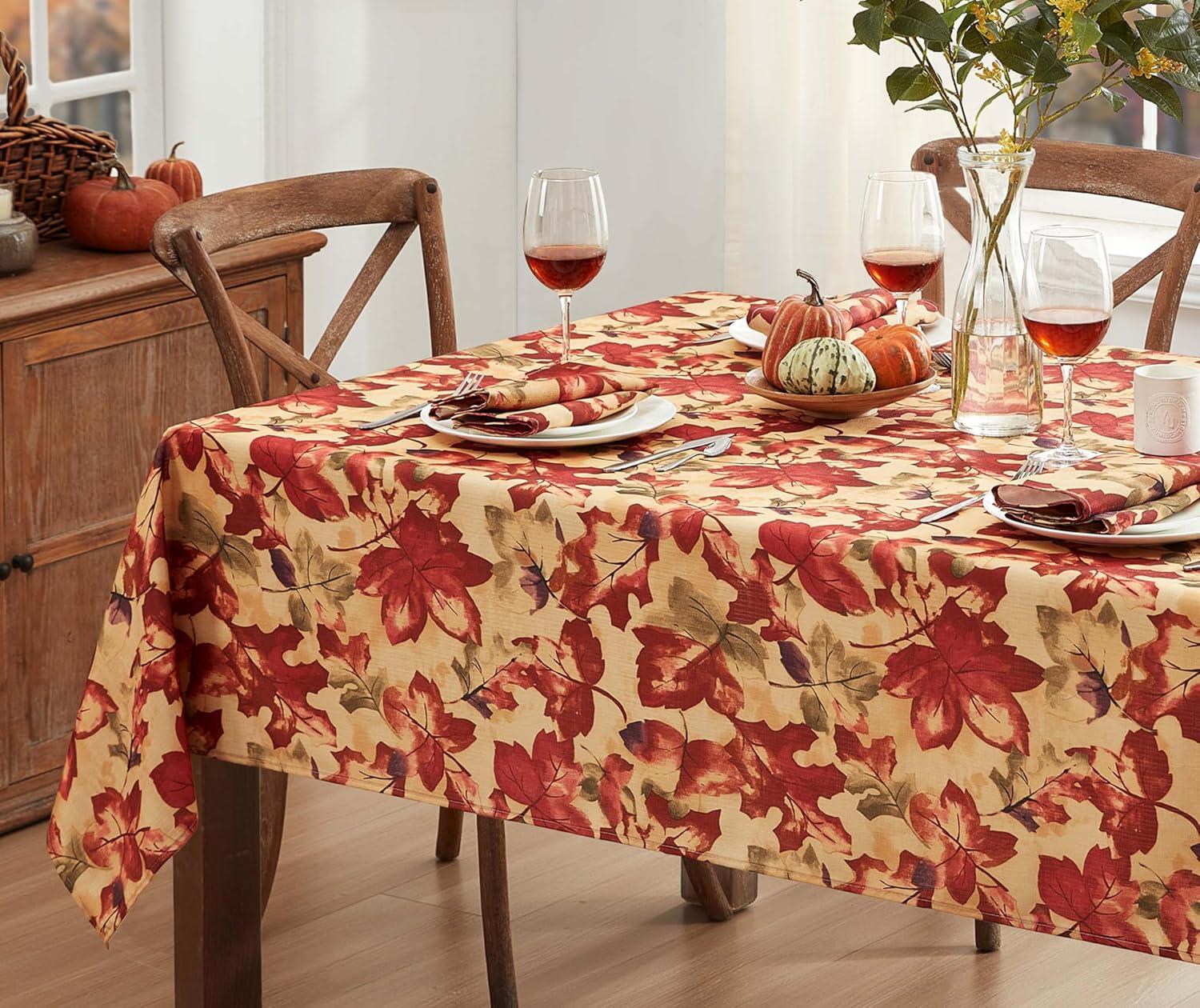 Newbridge Thanksgiving Holiday Autumn Leaf Collage 60 x 120 inch Rectangle Fabric Tablecloth