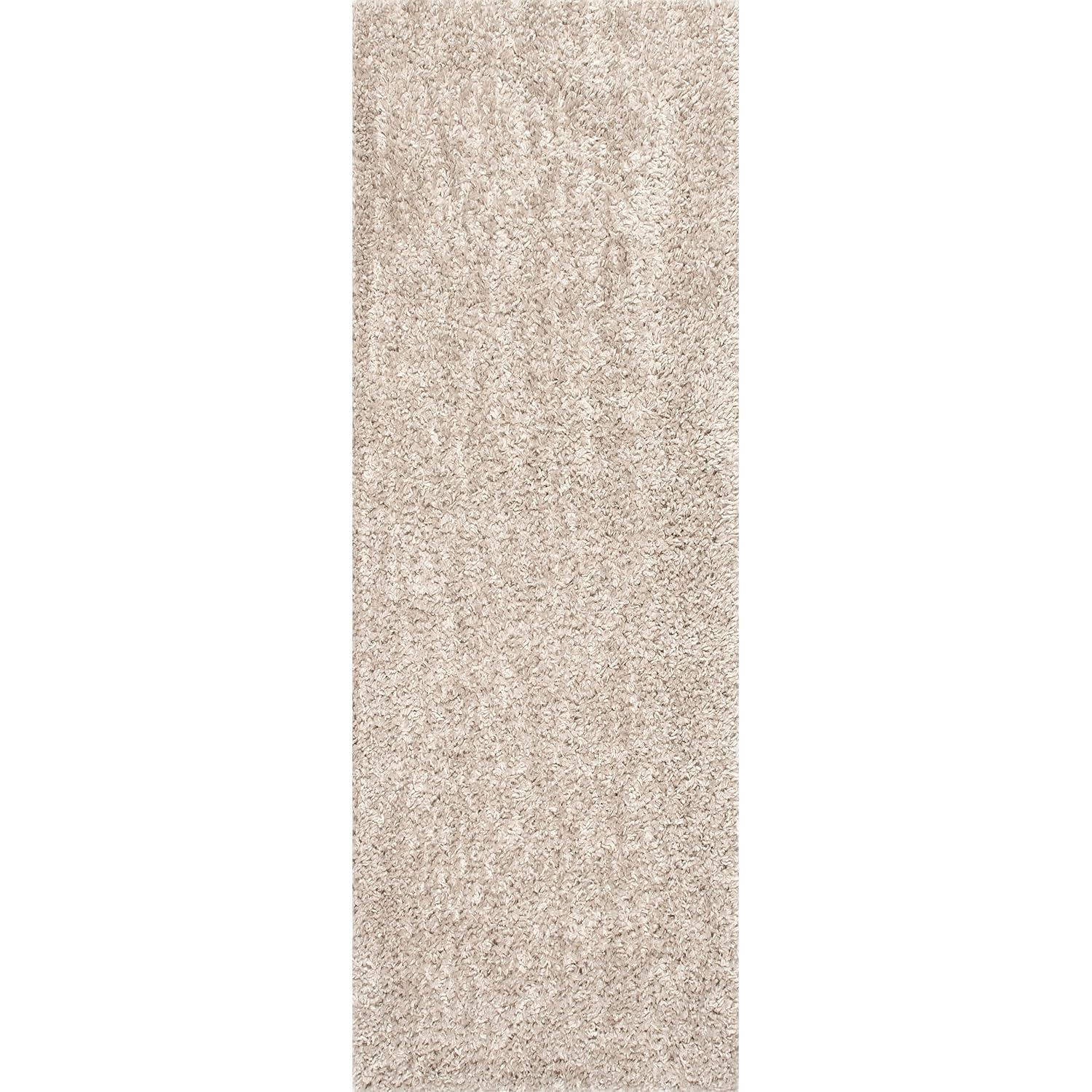 Nuloom Kara Solid 2x8 Runner Shag Indoor Area Rug for Living Room Bedroom Dining Room Nursery Entryway Hallway, Beige
