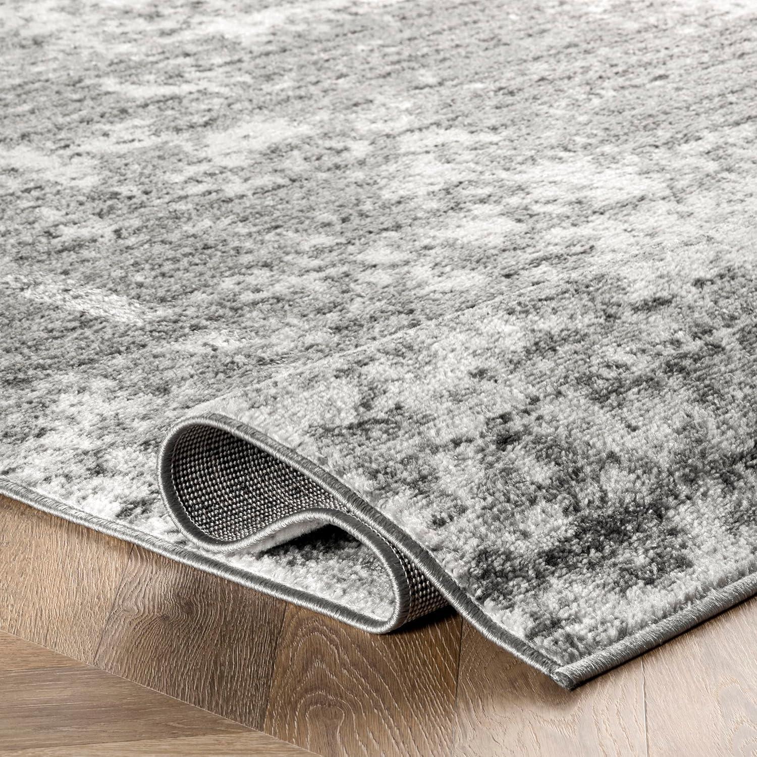 Elysian Clouds Abstract Gray Synthetic 5' x 8' Area Rug