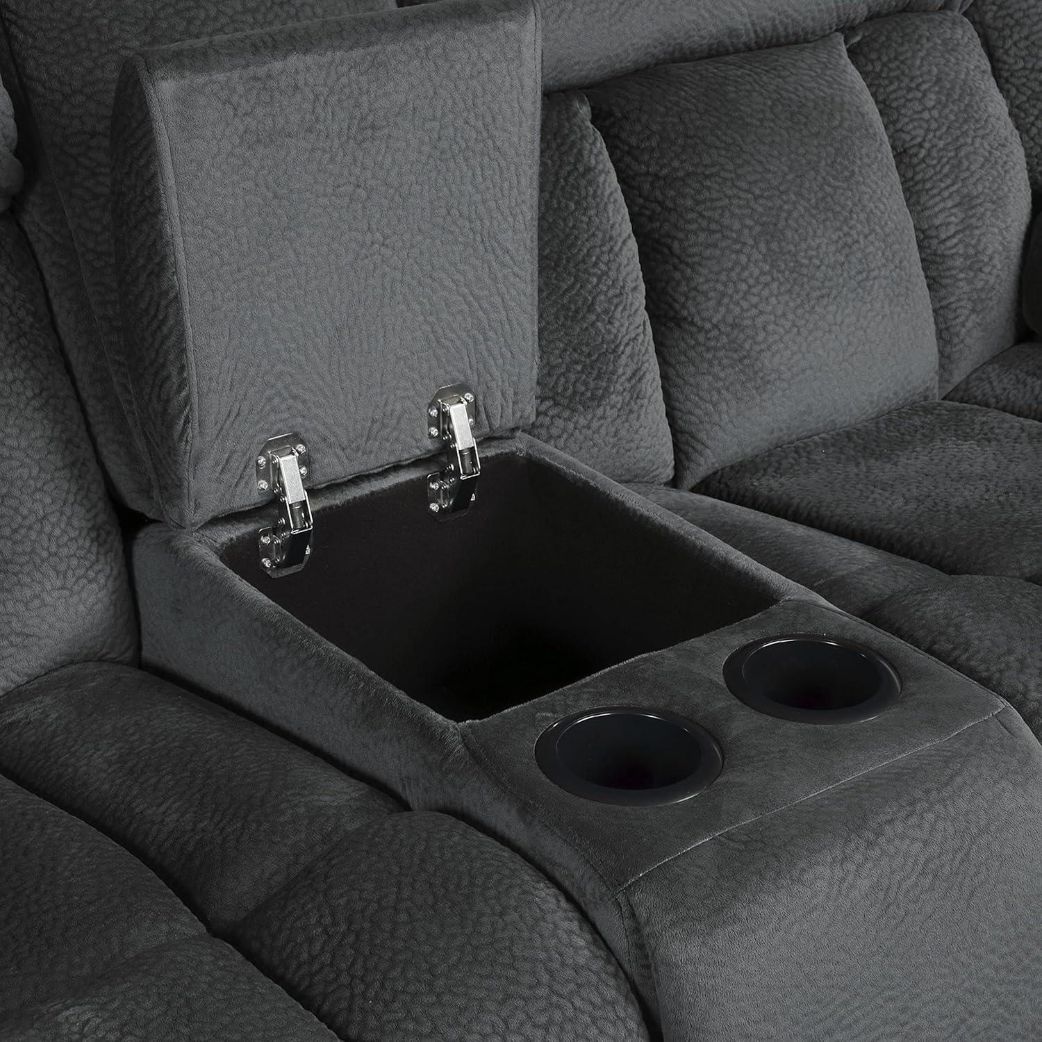 Lexicon Laurelton Microfiber Double Glider Reclining Love Seat in Charcoal