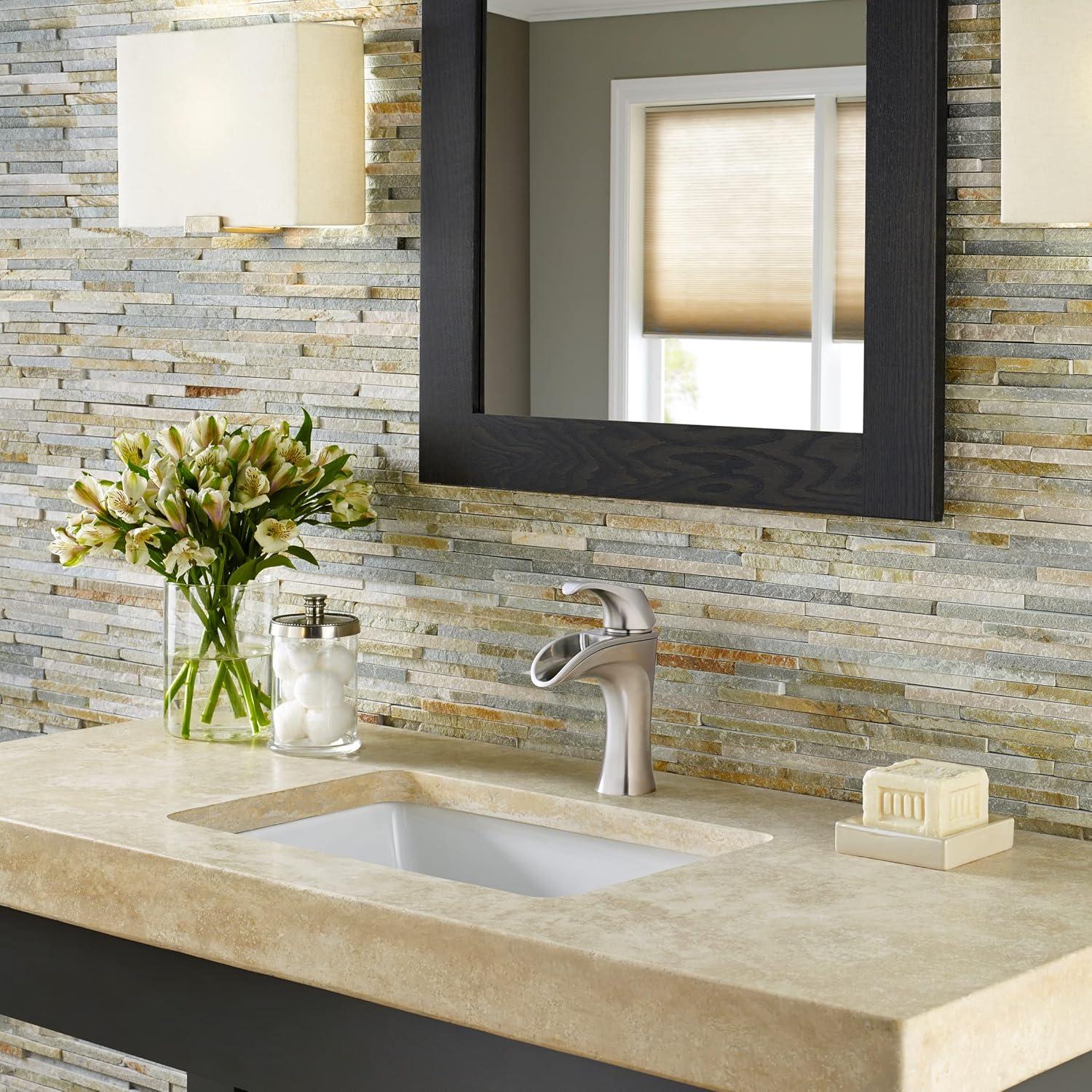 Pfister Brea Bathroom Sink Faucet, Single Control, 1-Handle, Single Hole, Brushed Nickel Finish, LF042BRKK