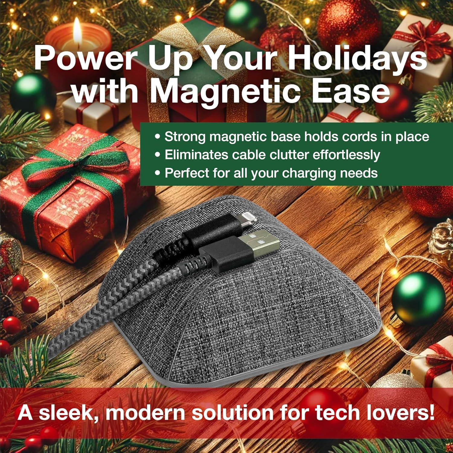 Smartish Magnetic Cord Holder - Cable Wrangler Organizer with Magnet Clips for Charger Management on Desktop, Nightstand, or Side Table - No. 2 Pencil Gray