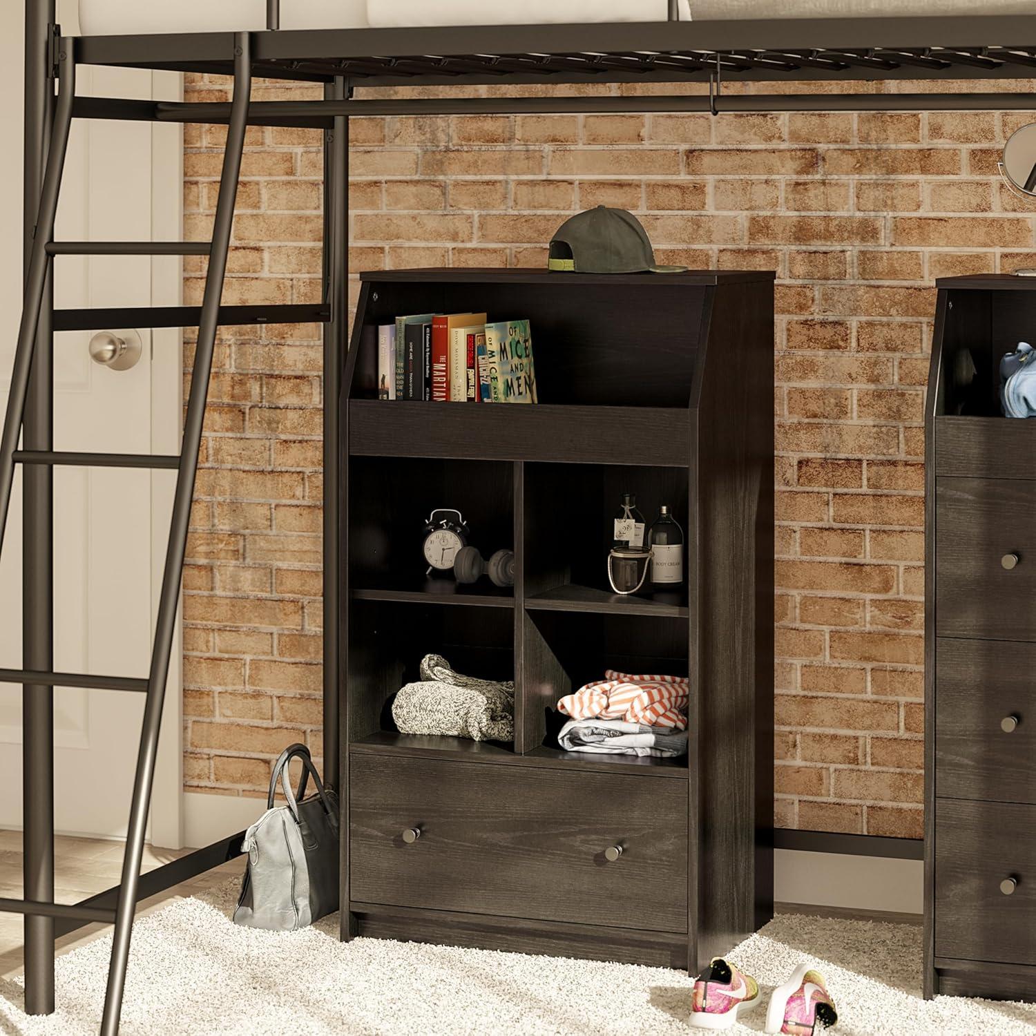 The Loft 2 Door Storage Tower, Black Oak