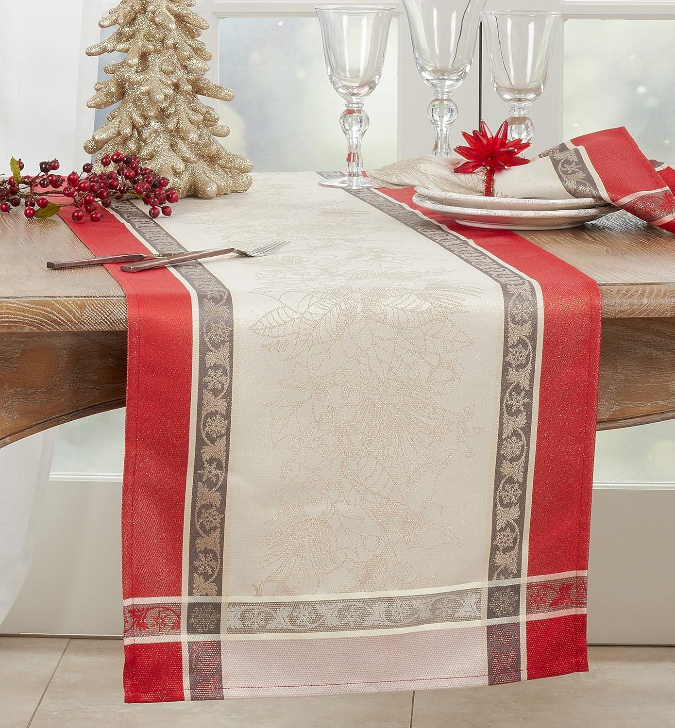 Saro Lifestyle Jacquard Christmas Table Runner