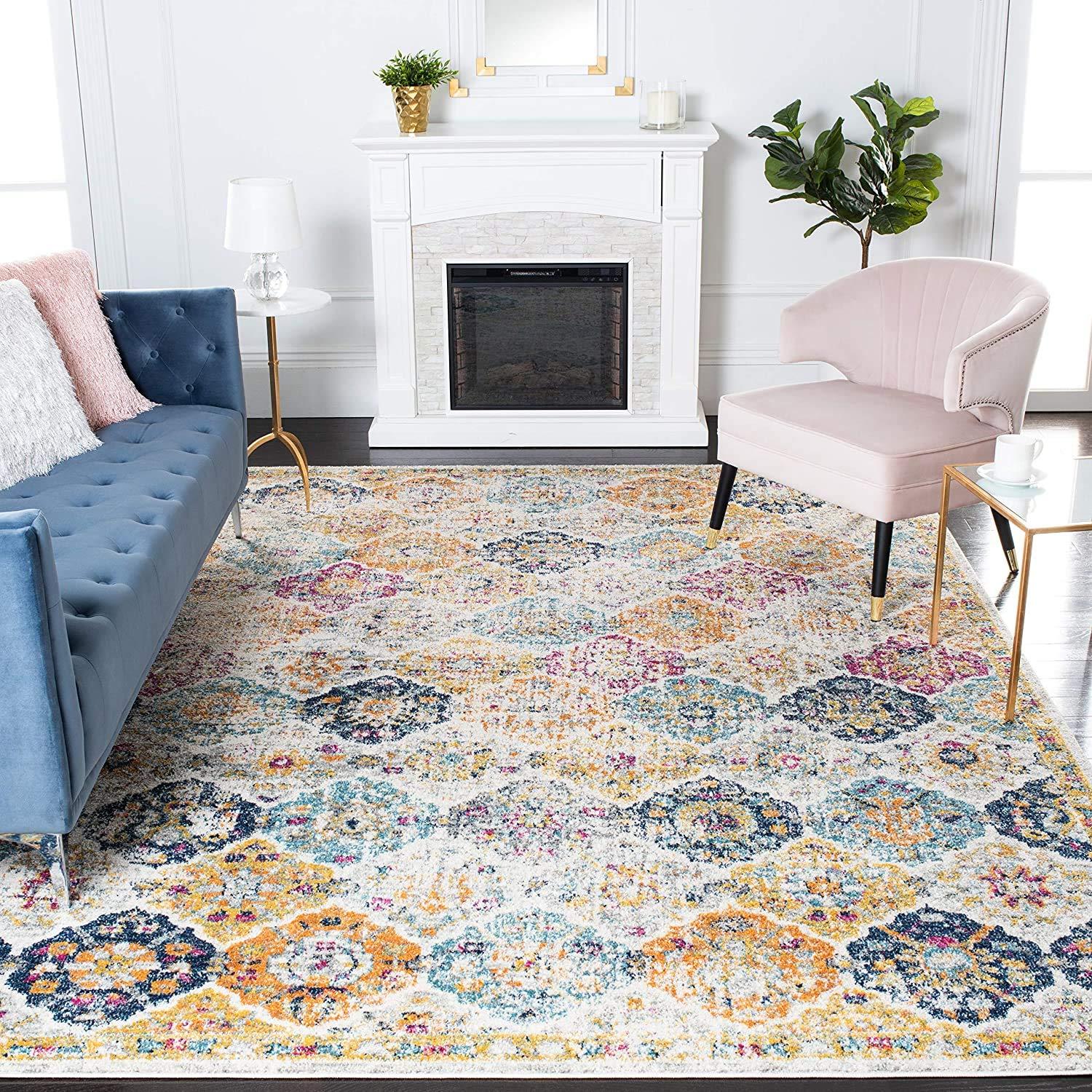 Madison MAD611 Power Loomed Indoor Area Rug - Cream/Multi - 6'7"x9'2" - Safavieh