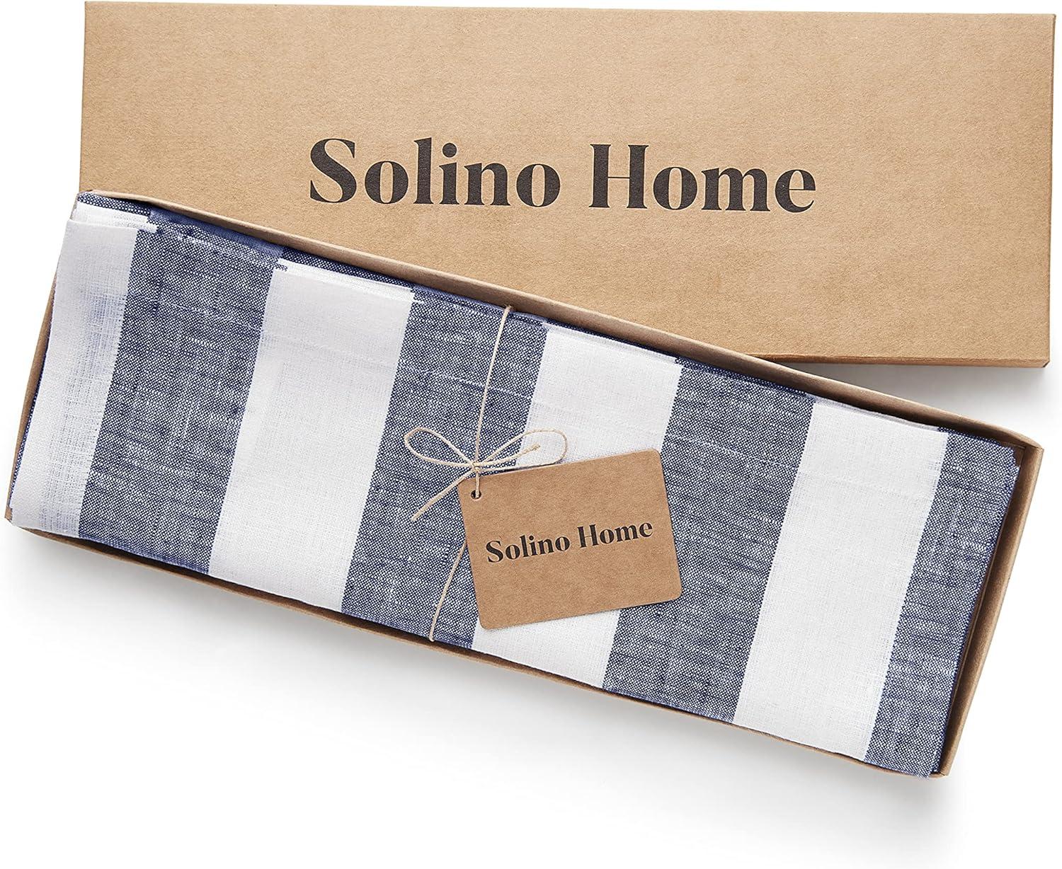 Solino Home Cabana Stripe - 100% Pure Linen Dinner Napkins (Set of 4)
