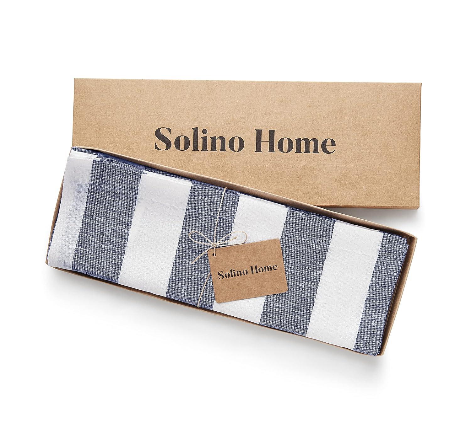 Solino Home Cabana Stripe - 100% Pure Linen Dinner Napkins (Set of 4)
