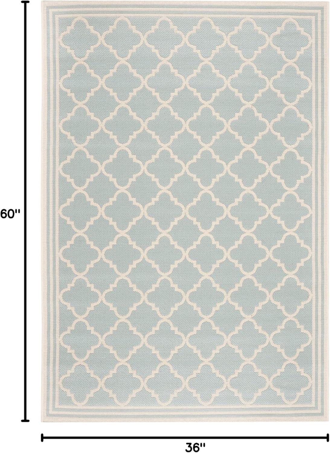 Beach House BHS121 Power Loomed Indoor/Outdoor Accent Rug - Aqua/Cream - 3'x5' - Safavieh