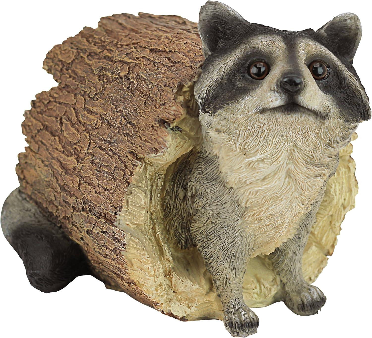 Hand-Painted Cast Stone Resin Raccoon Garden Statue