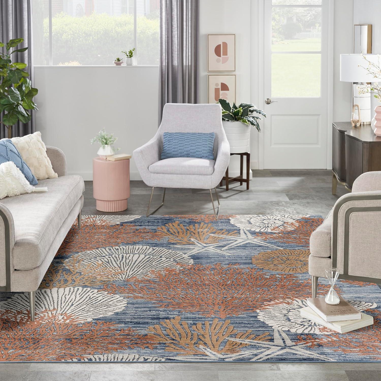 Nourison 7'10" x 9'10" Pompeii Nautical Indoor Area Rug Blue Multicolor
