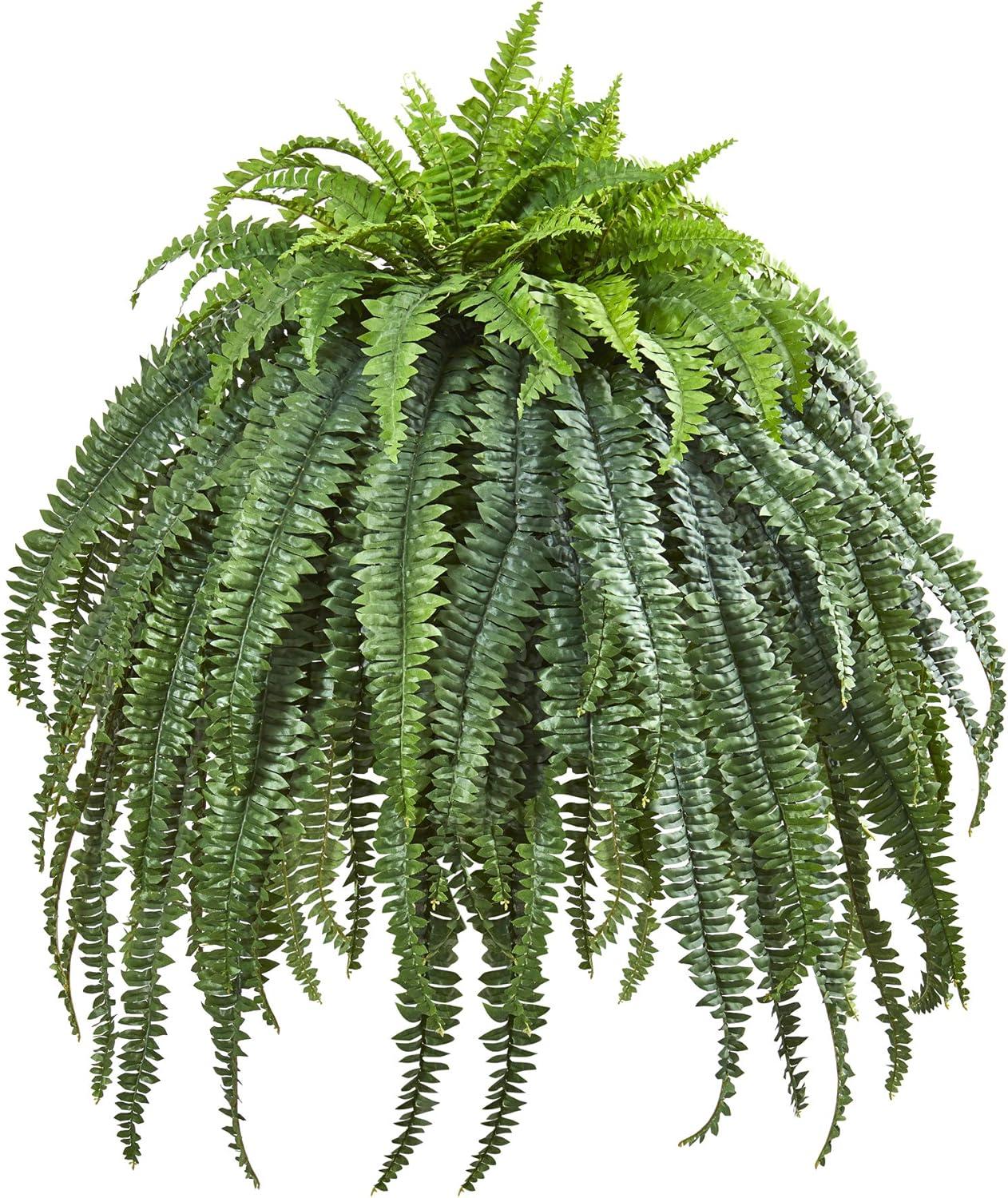 Nearly Natural 56-in Giant Boston Fern Artificial Plant in Cement Bowl
