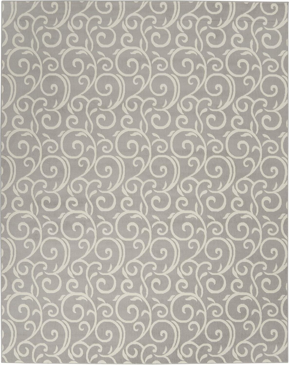 Nourison Grafix 7'10" x 9'10" (8' x 10') Grey Area Rug Bohemian Contemporary Botanical by Nourison