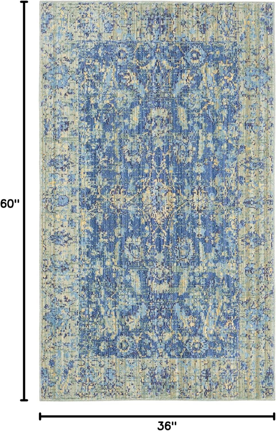 SAFAVIEH Valencia Tristen Floral Bordered Polyester Area Rug, Blue/Multi, 3' x 5'