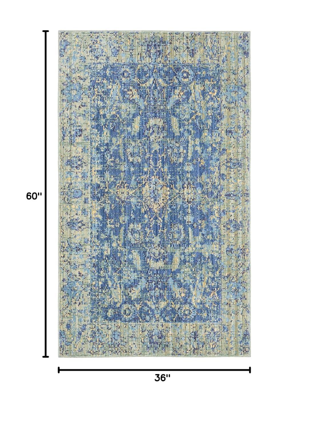 SAFAVIEH Valencia Tristen Floral Bordered Polyester Area Rug, Blue/Multi, 3' x 5'