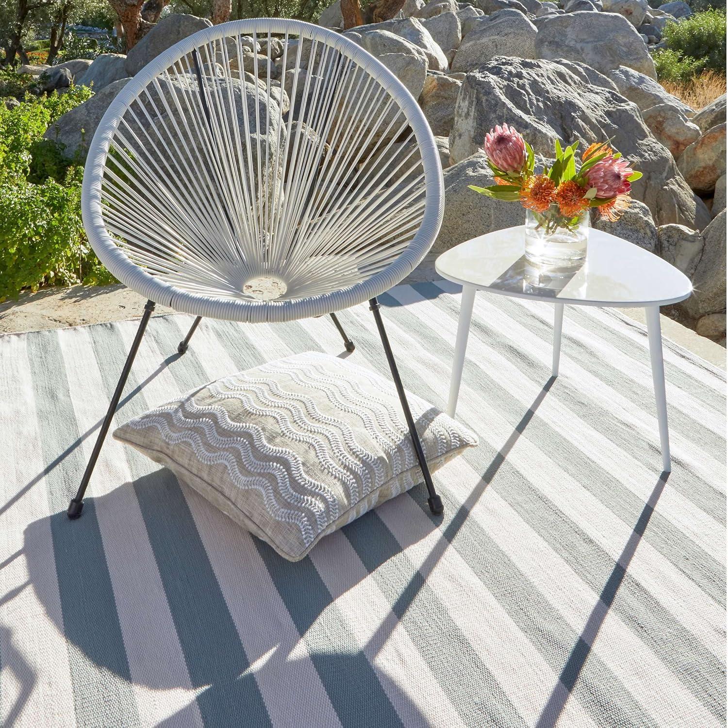 Catamaran Stripe Light Blue/Ivory Handwoven Indoor/Outdoor Rug