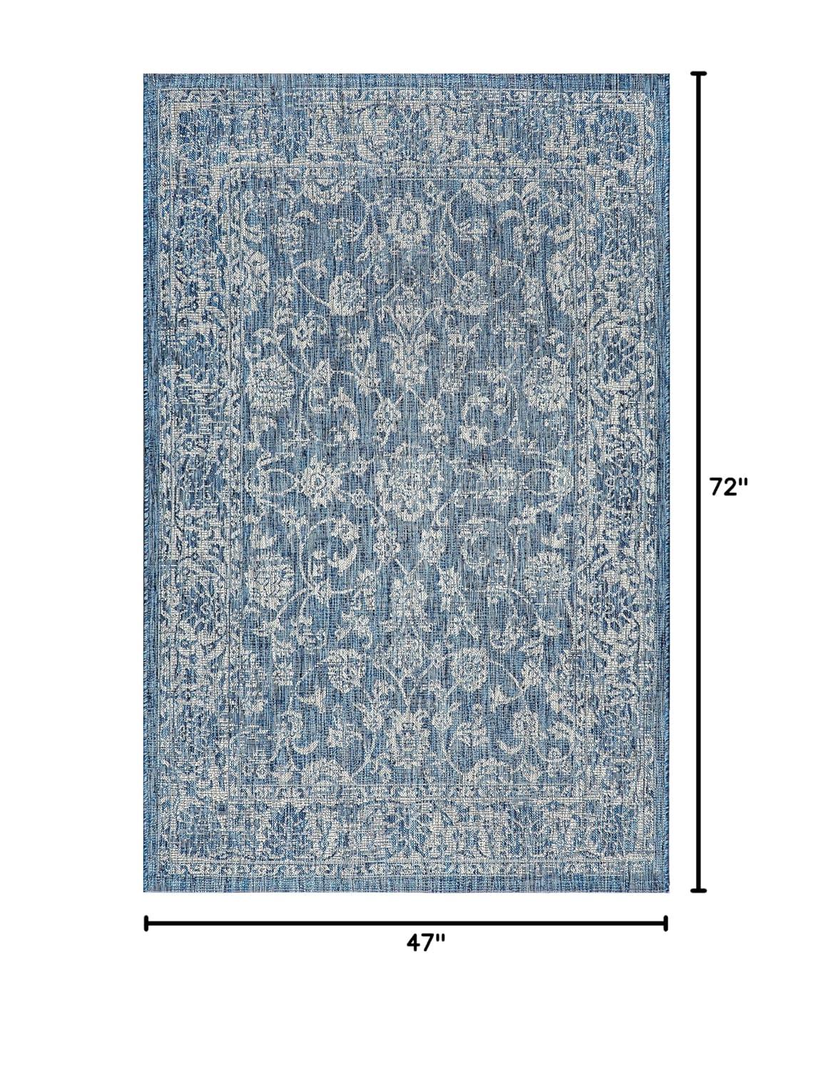 JONATHAN Y SMB100B-4 Tela Bohemian Textured Weave Floral Indoor/Outdoor Navy/Gray 4 ft. x 6 ft. Area Rug, Coastal,Easy Cleaning,HighTraffic,LivingRoom,Backyard, Non Shedding