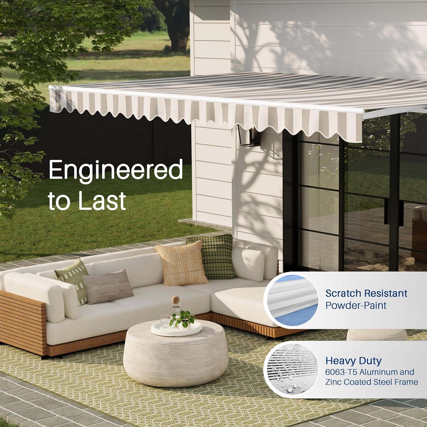 Retractable Patio Awning - White Frame