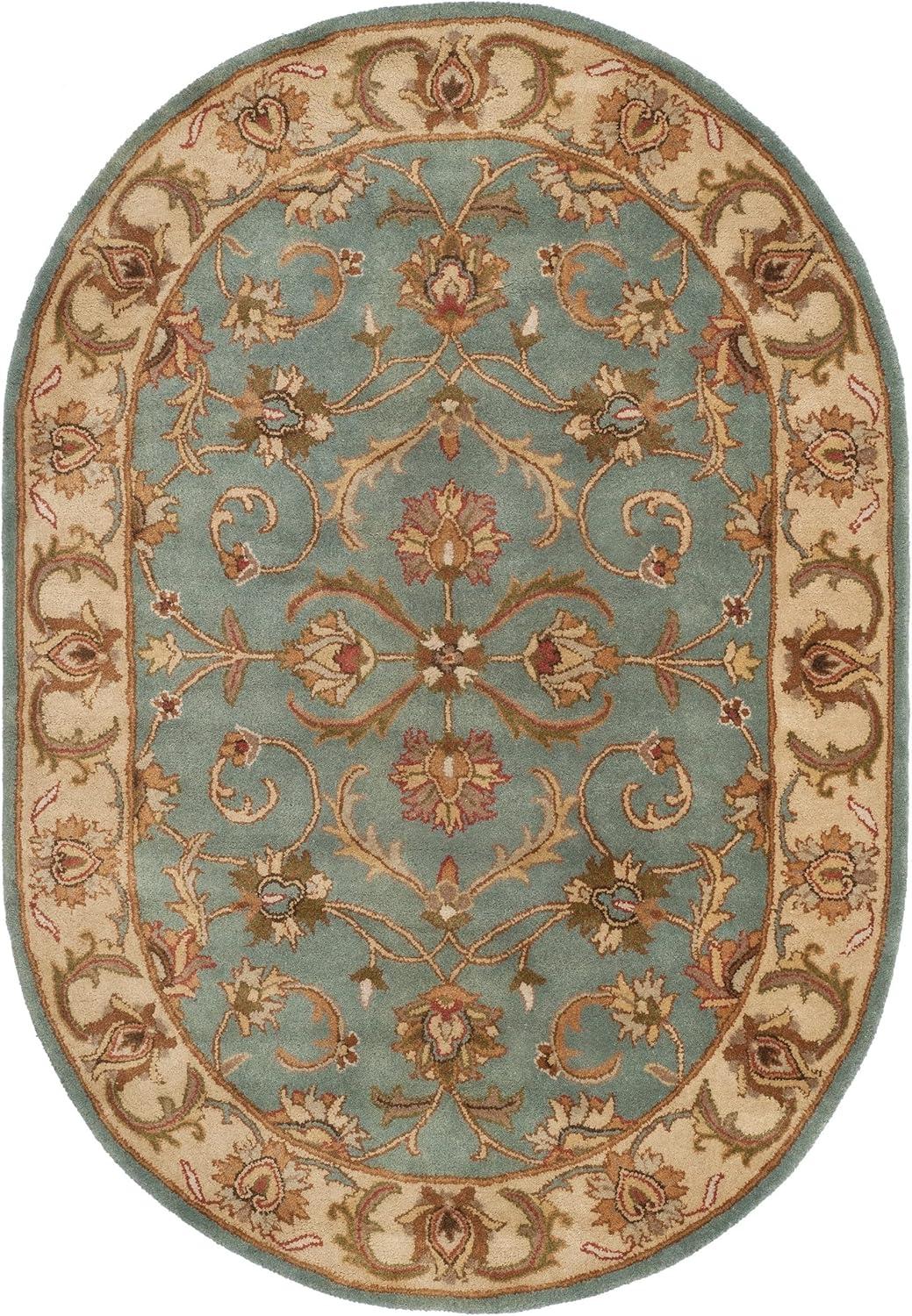 Heritage HG811 Hand Tufted Area Rug - Blue/Beige - 4'6"x6'6" Oval - Safavieh.