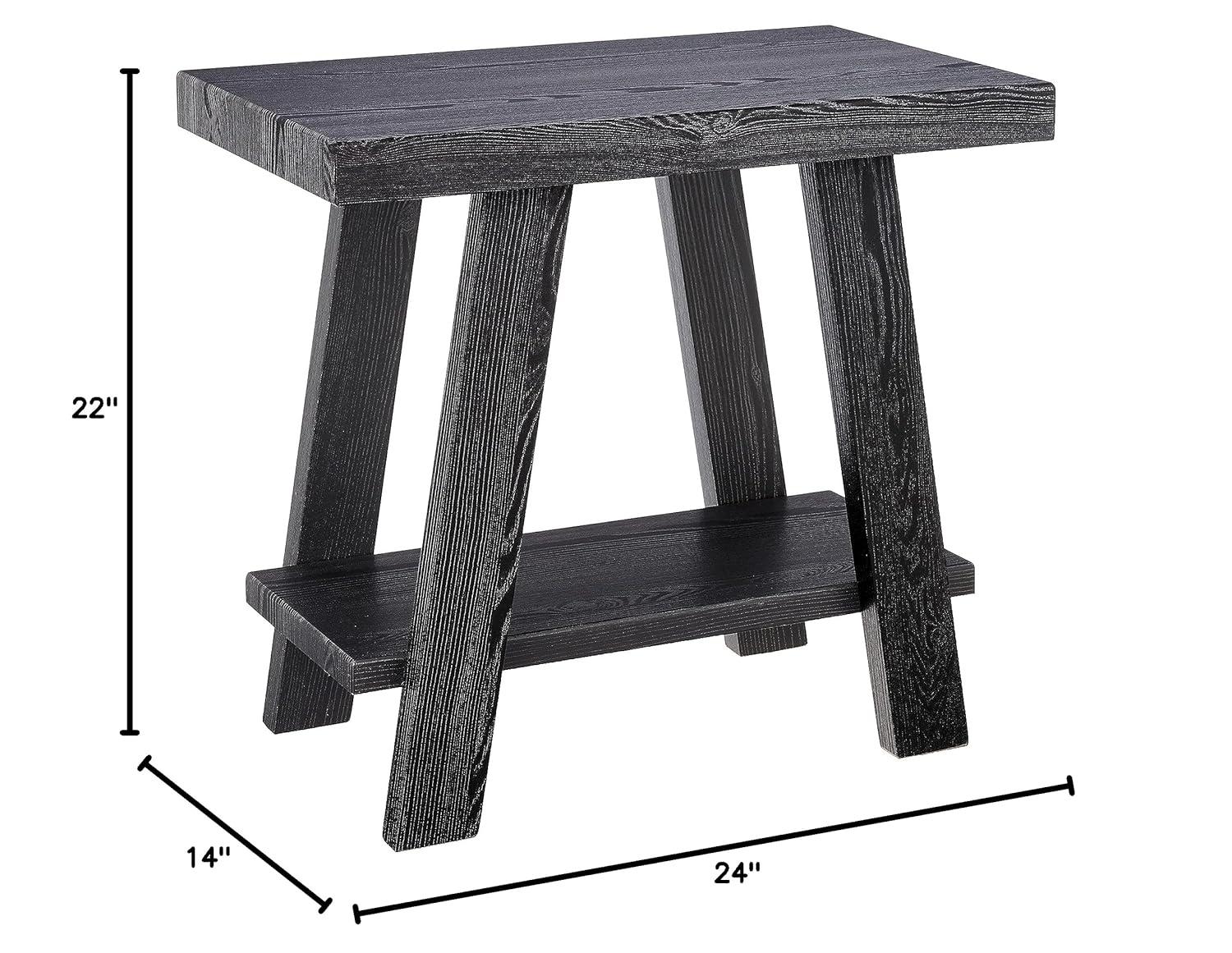 Roundhill Furniture Athens Contemporary Wood Shelf Side Table in Black Finish