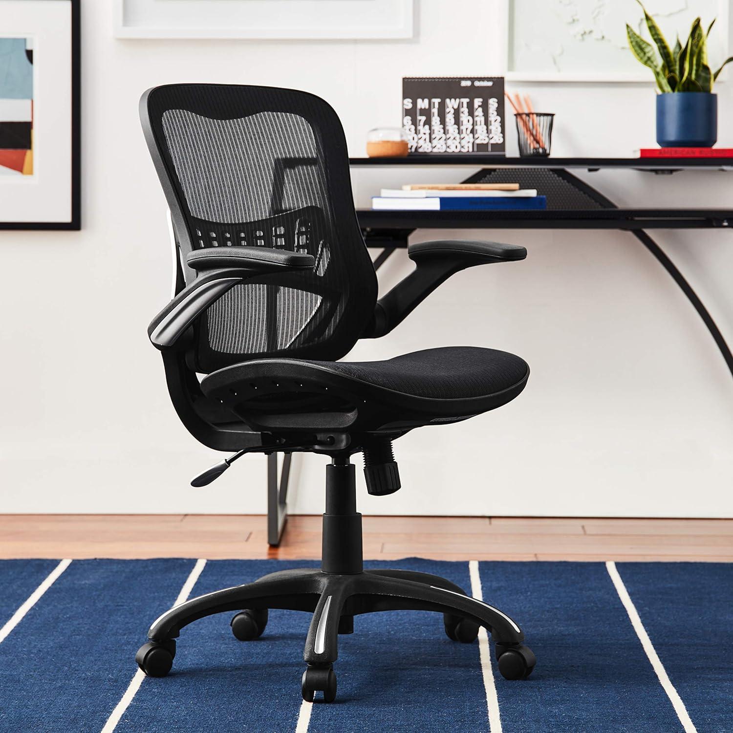 Black Mesh and Leather Executive Swivel Office Chair