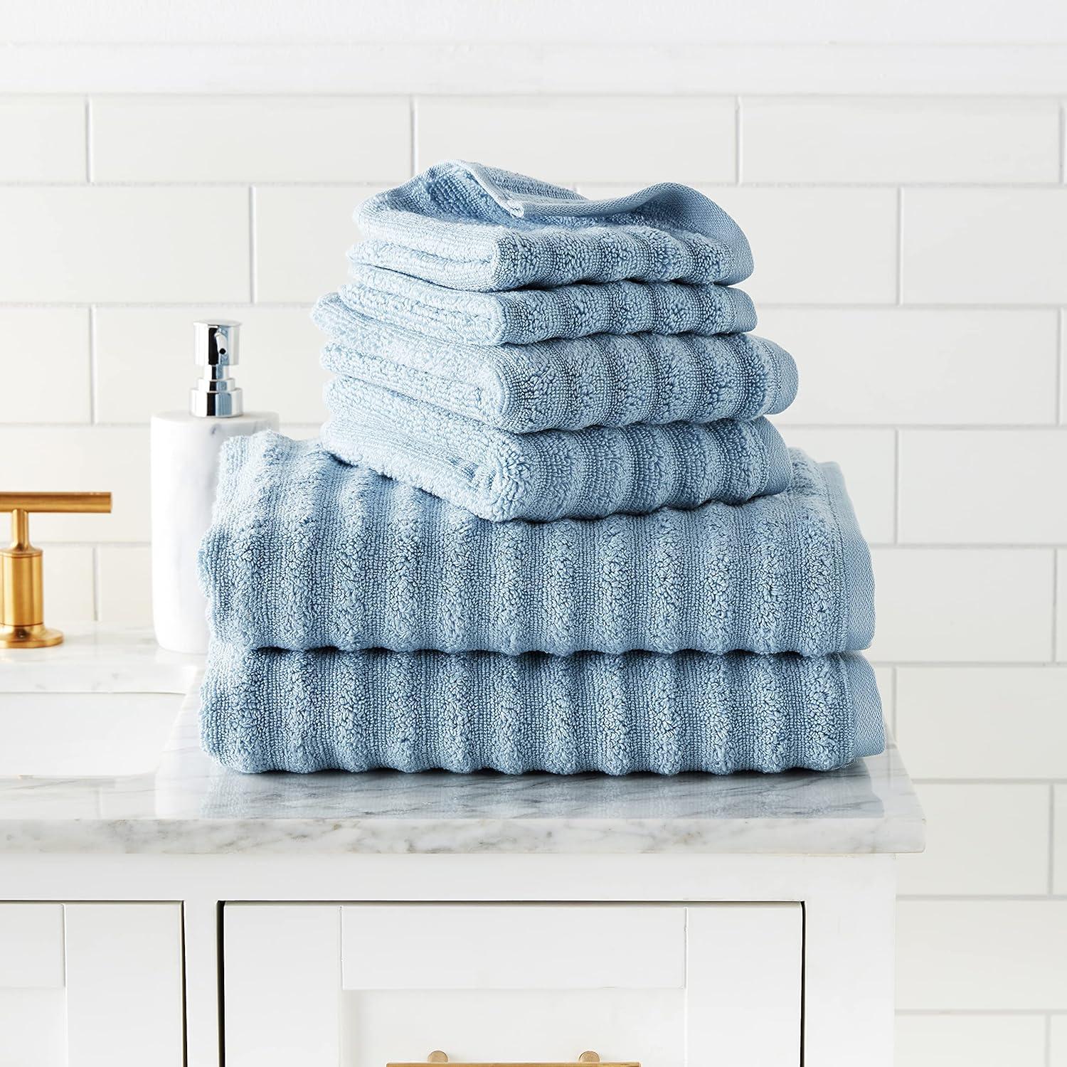 Modern Threads Luxury 100% Cotton 6-pc Wavy Towel Set, Blue