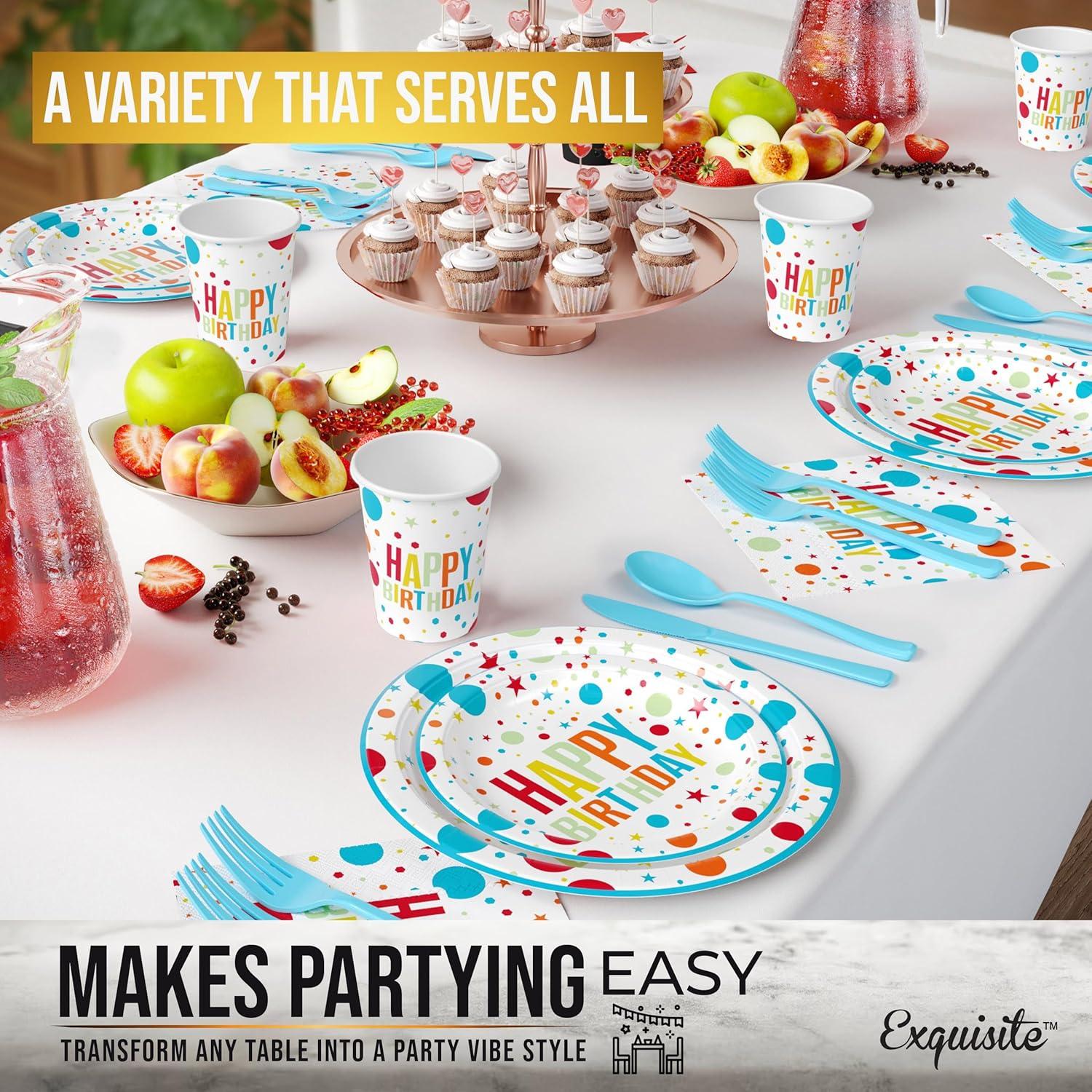 Crown Display 350 Piece Black and Orange Halloween Disposable Plastic Dinnerware party set- Serves 50