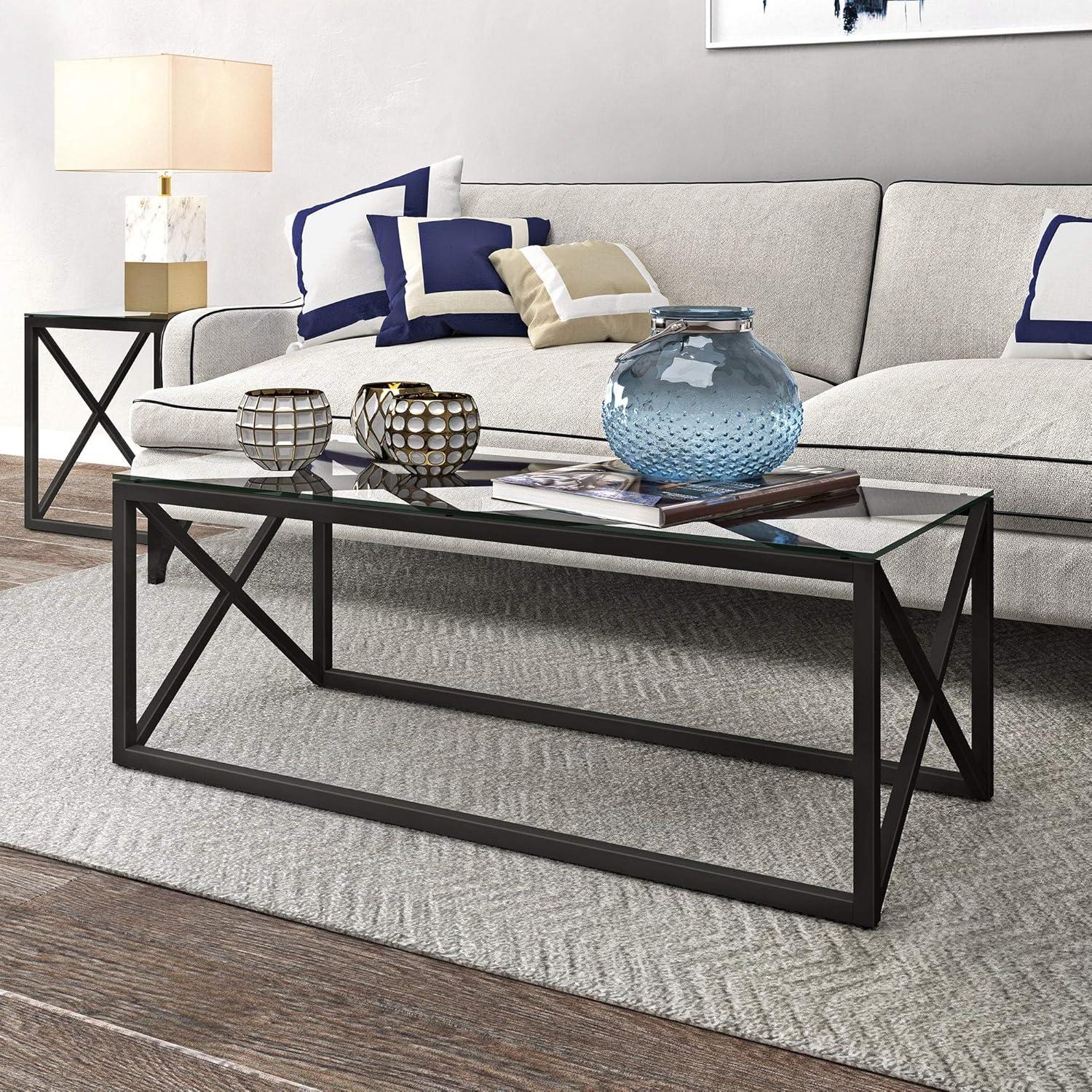 17' Metal Geometric Coffee Table in Gray - Henn&Hart