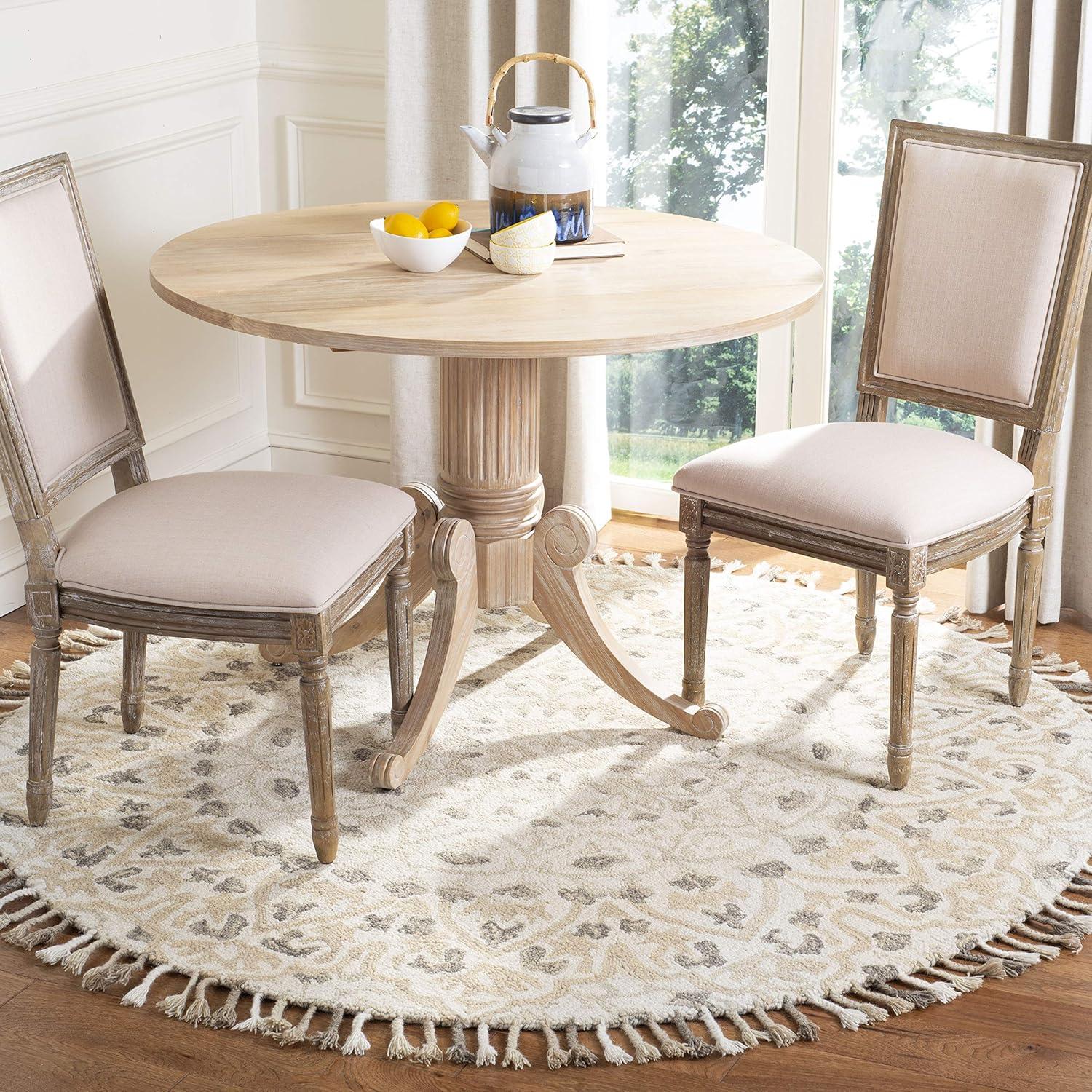Blossom BLM459 Hand Tufted Indoor Area Rug - Ivory/Taupe - 6' Round - Safavieh