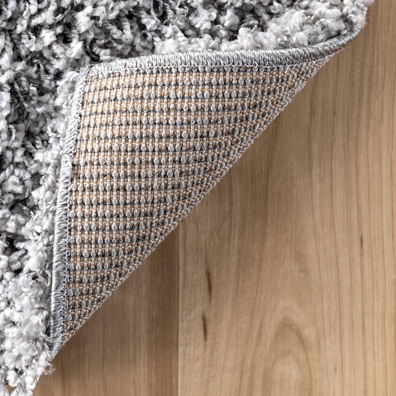 Luxurious Silver Shag Rectangular Area Rug - Synthetic, Easy Care