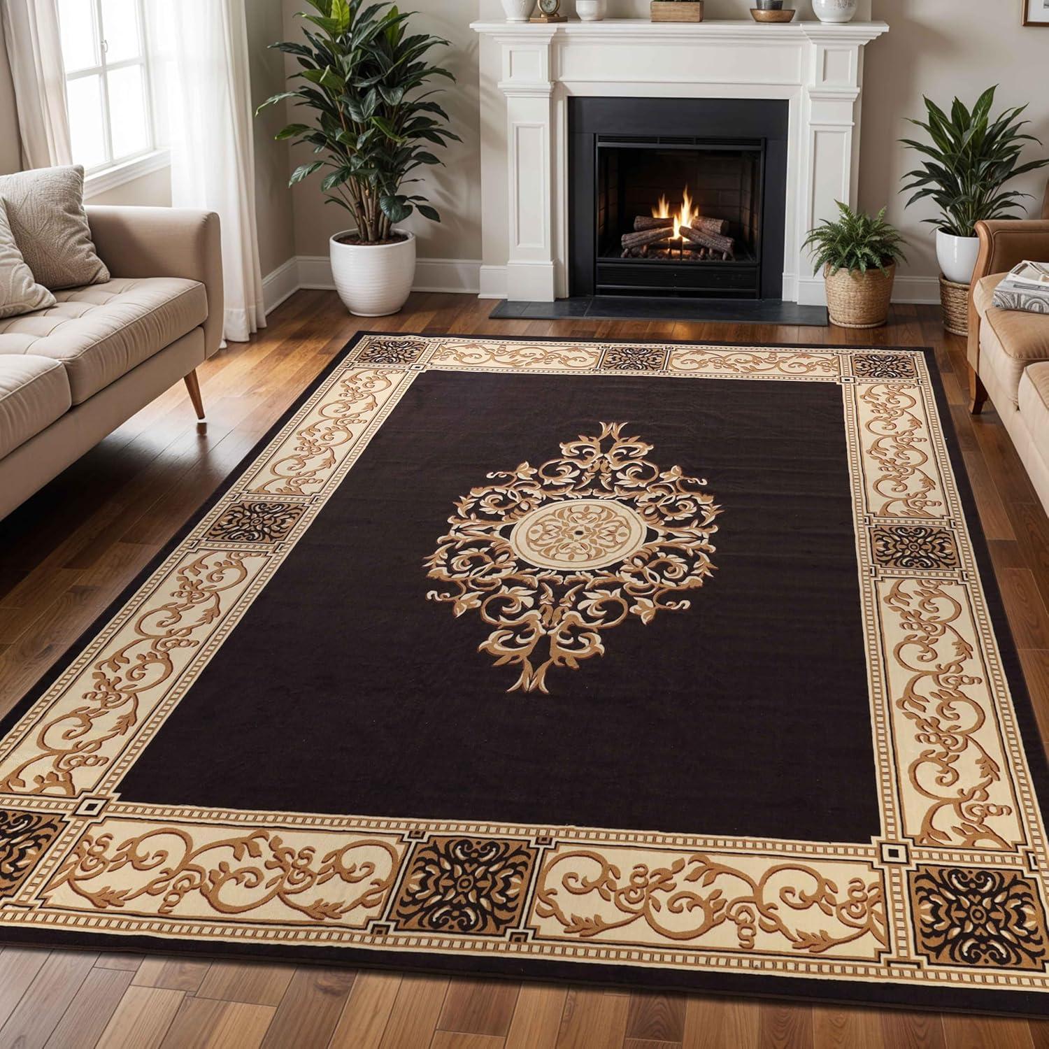Superior Oversized Medallion Indoor Area Rug, 12' x 15', Coffee