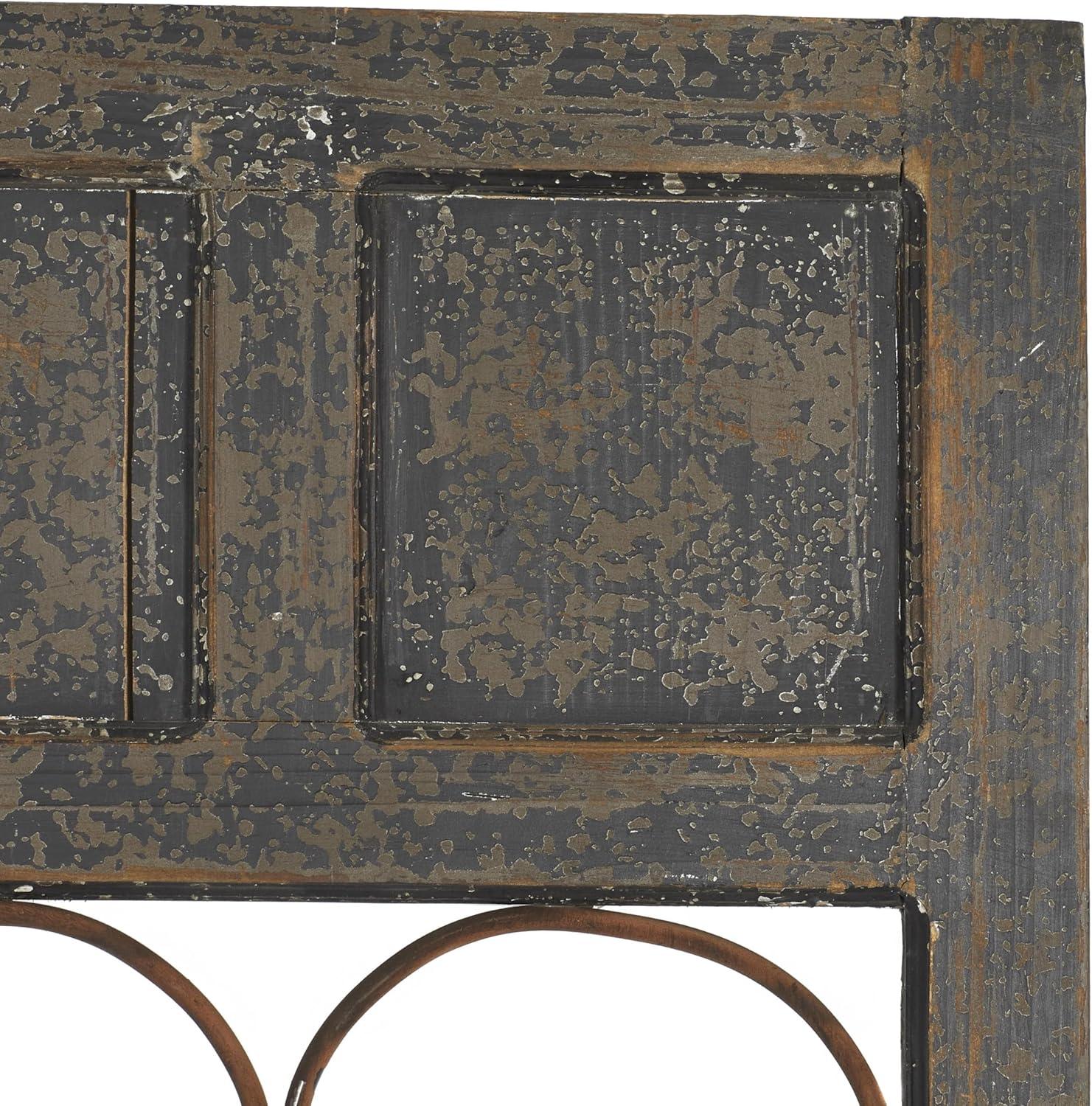 Olivia & May Traditional Wood Scroll Window Inspired Wall Decor with Metal Scrollwork Relief Brown: Vertical Iron Frame, Carved Art Object