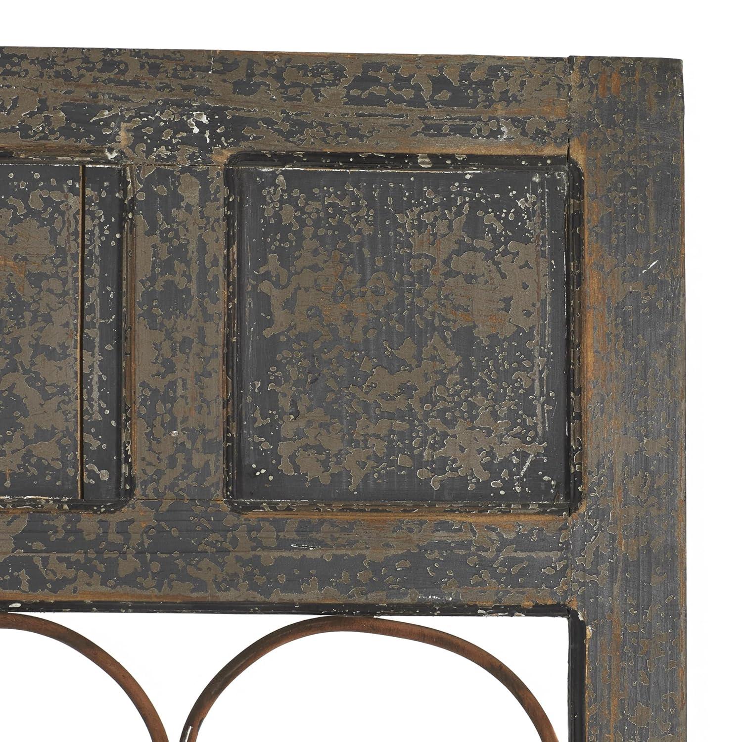 Olivia & May Traditional Wood Scroll Window Inspired Wall Decor with Metal Scrollwork Relief Brown: Vertical Iron Frame, Carved Art Object