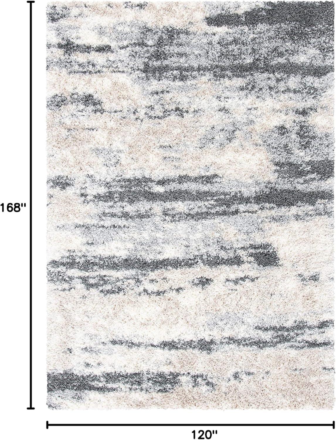 SAFAVIEH Fontana Shag Dara Abstract Plush Area Rug, Grey/Ivory, 10' x 14'